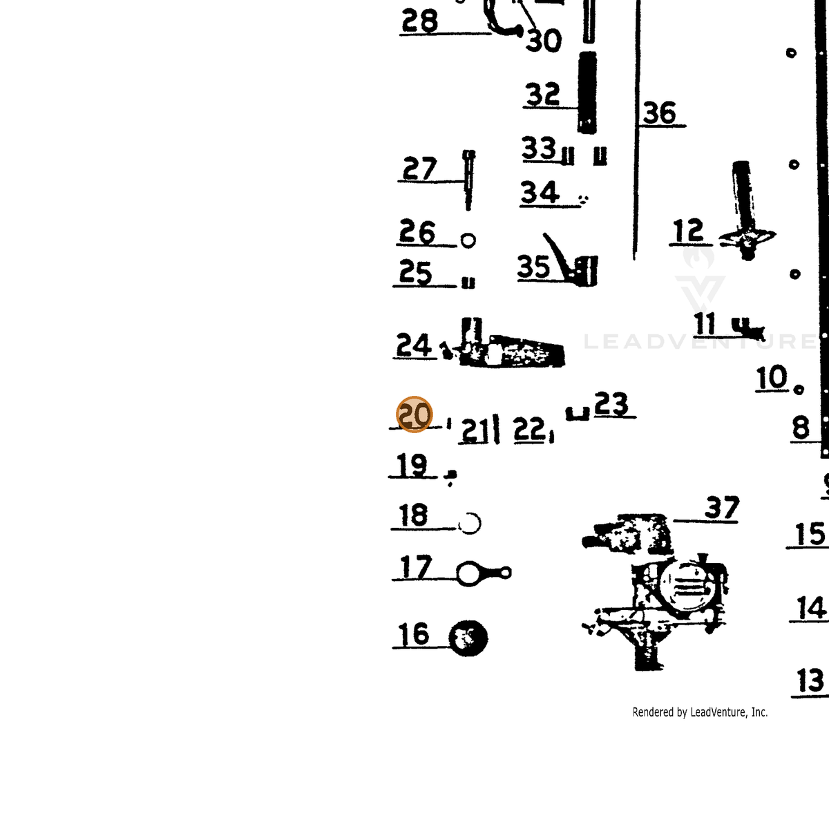 ECHO part 16800 — IPL diagram snippet (6x zoom, amber highlight)
