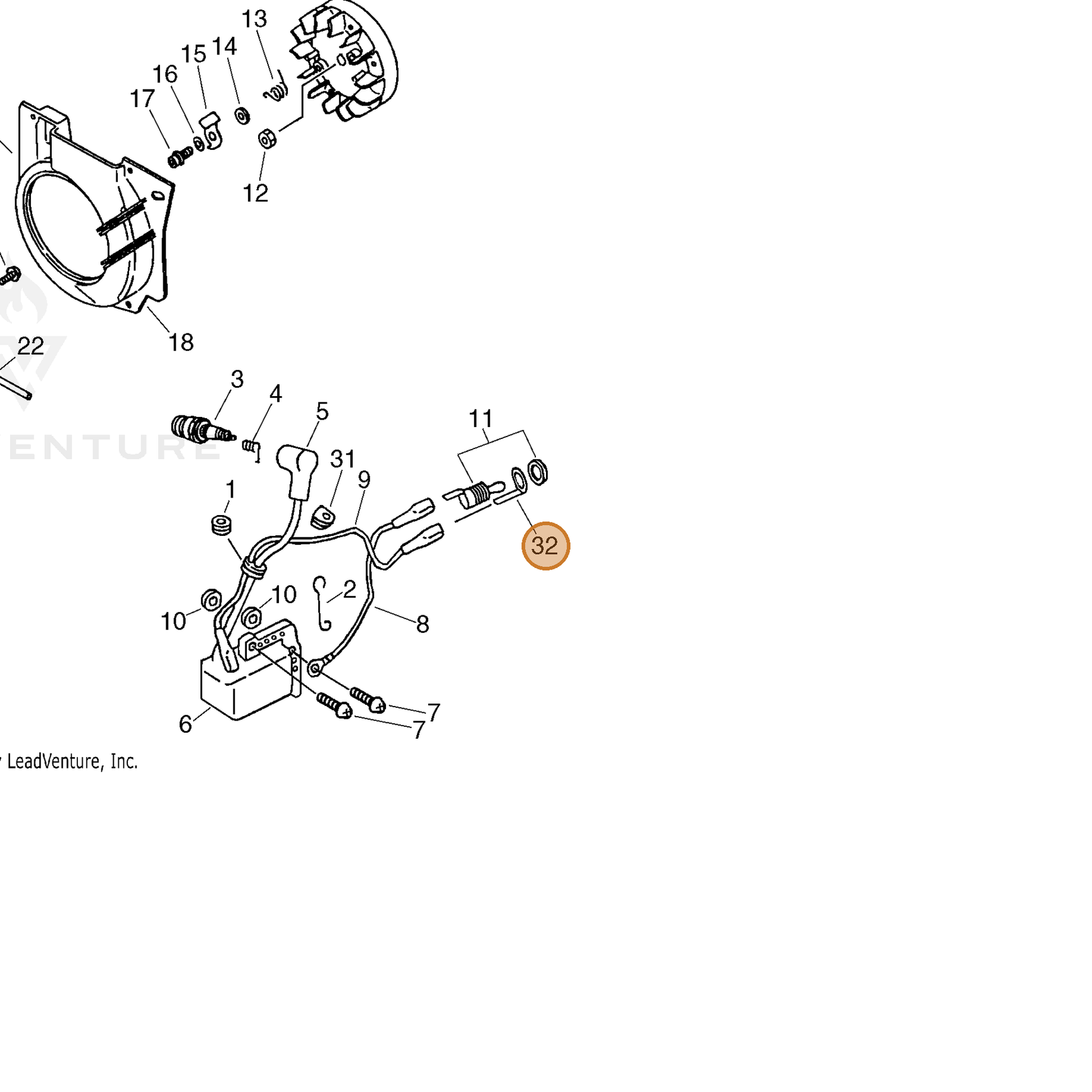 ECHO part 16811460930 — IPL diagram snippet (6x zoom, amber highlight)