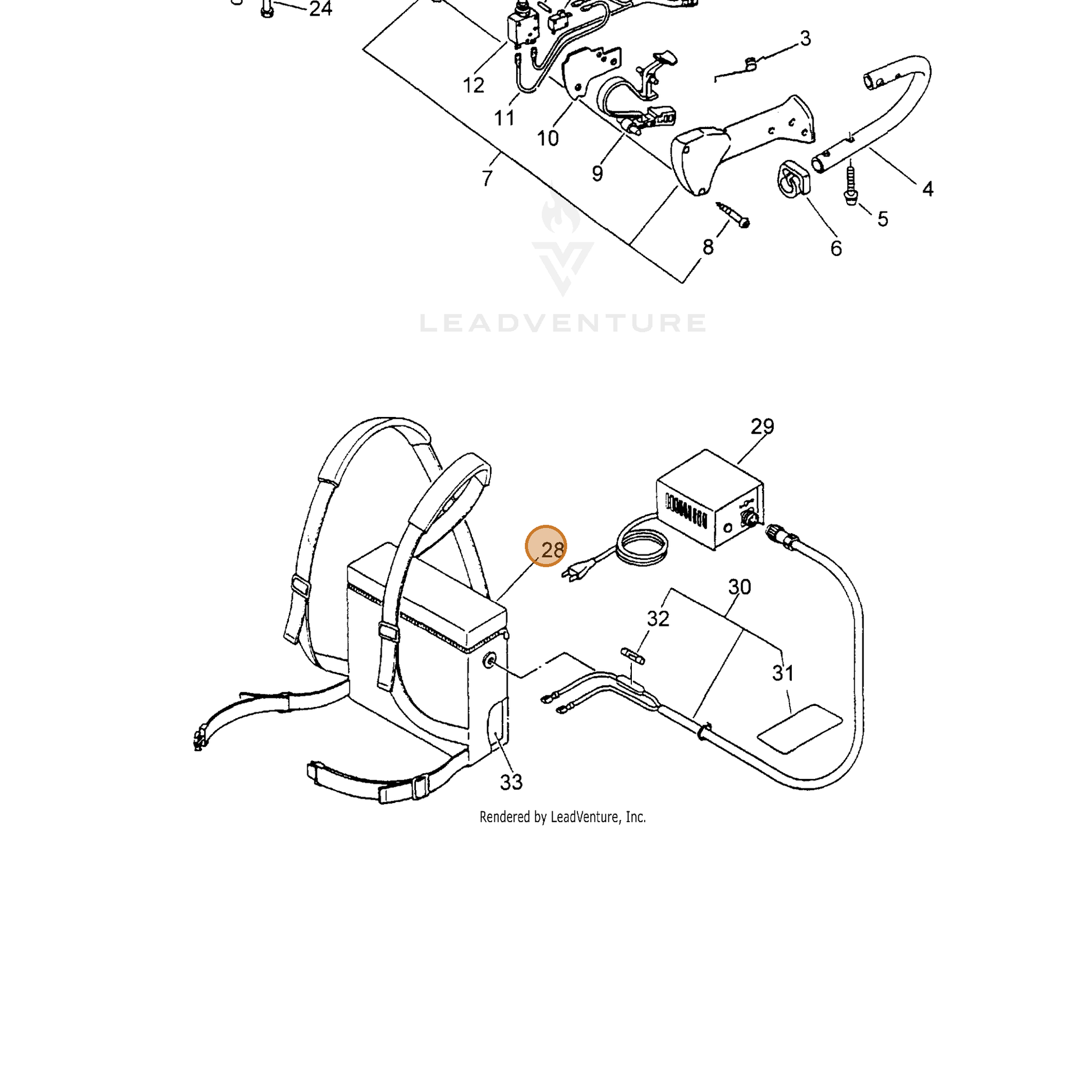 ECHO part 16931009860 — IPL diagram snippet (6x zoom, amber highlight)