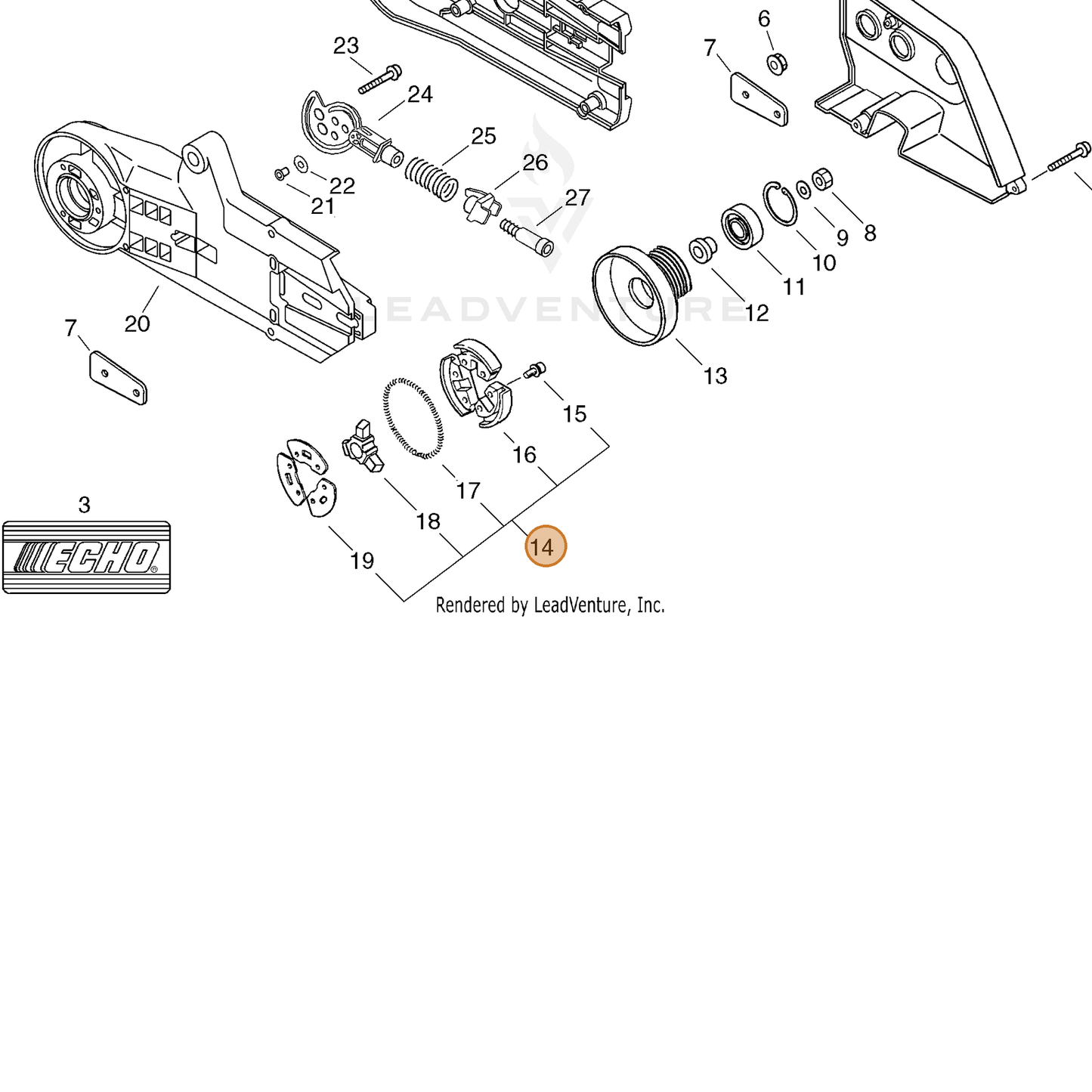 ECHO part 17500006061 — IPL diagram snippet (6x zoom, amber highlight)