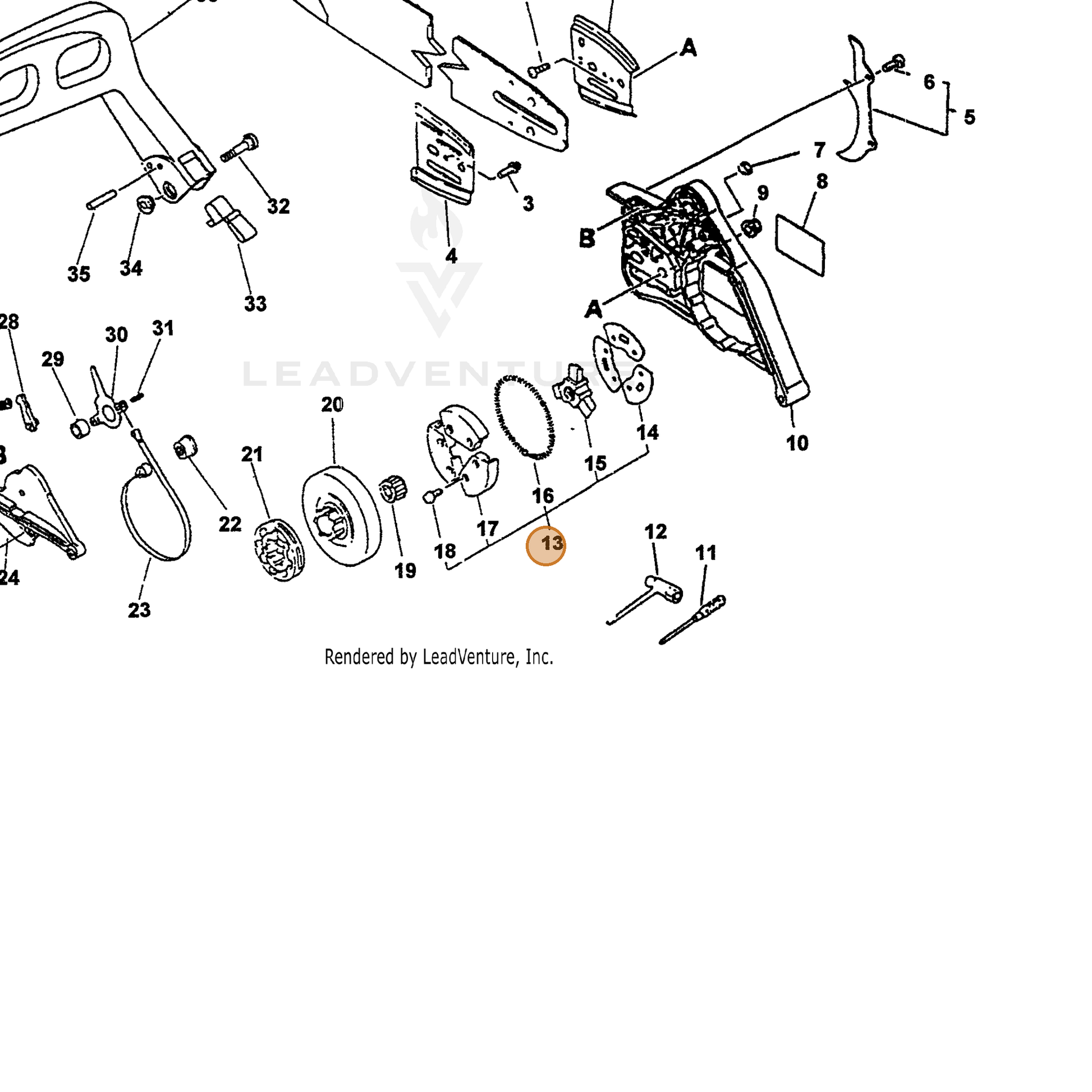ECHO part 17500032432 — IPL diagram snippet (6x zoom, amber highlight)