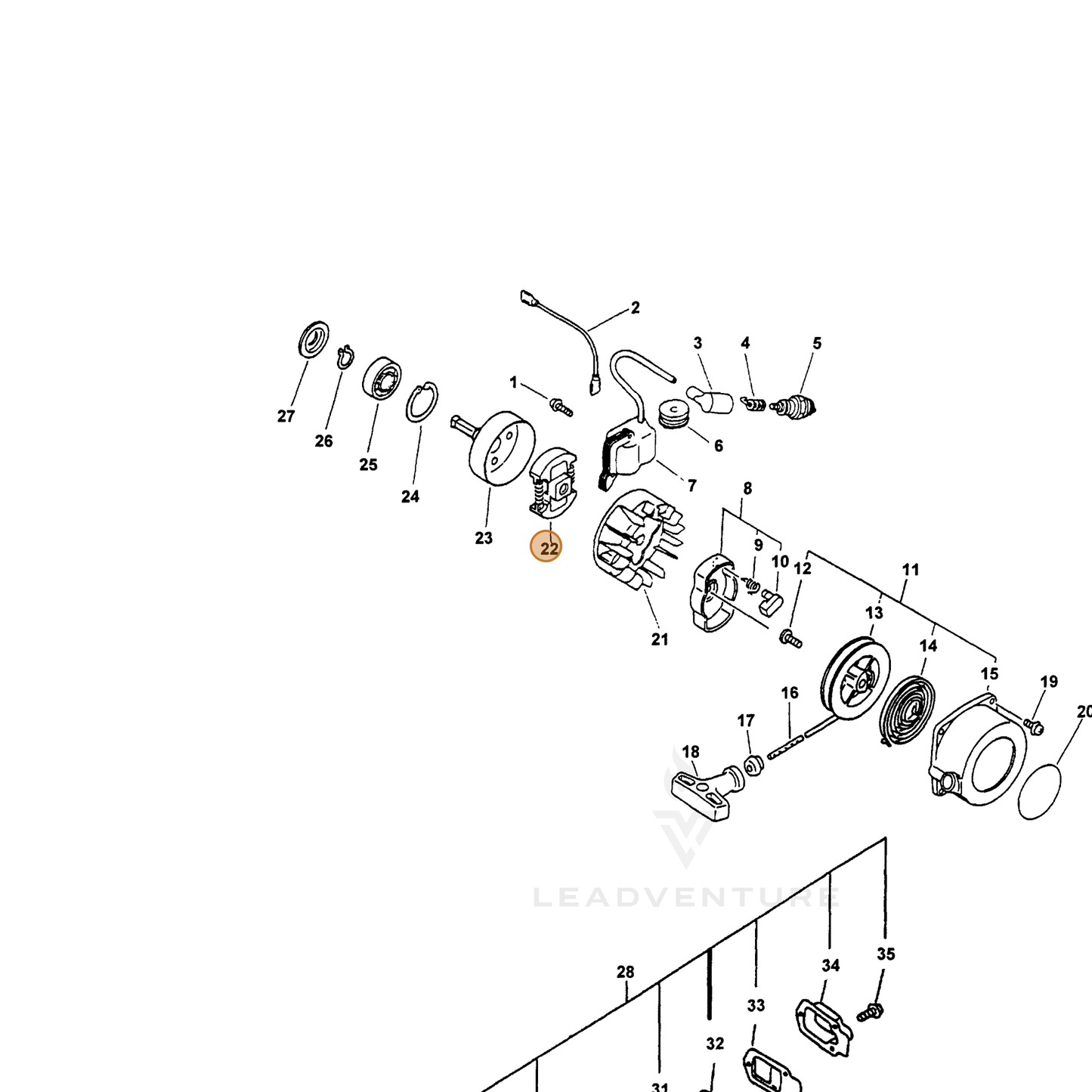 ECHO part 17500056831 — IPL diagram snippet (6x zoom, amber highlight)