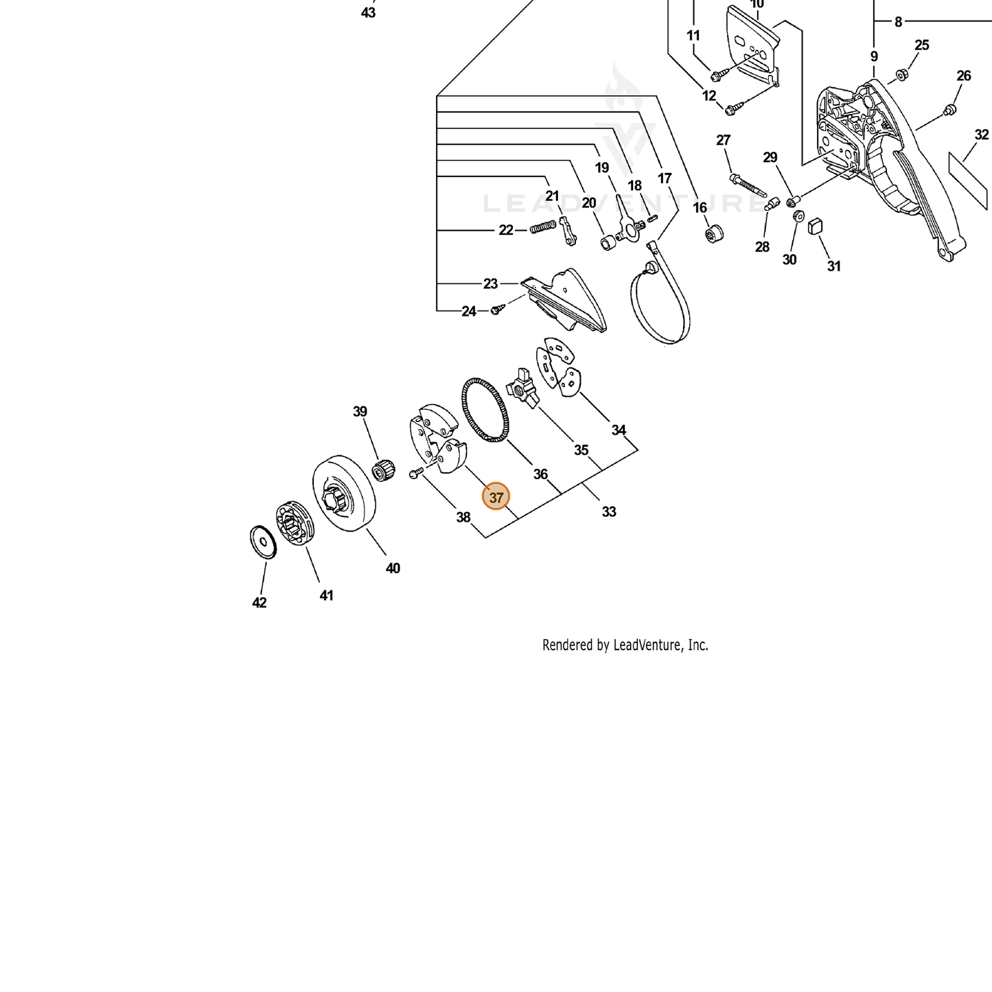 ECHO part 17500219830 — IPL diagram snippet (6x zoom, amber highlight)