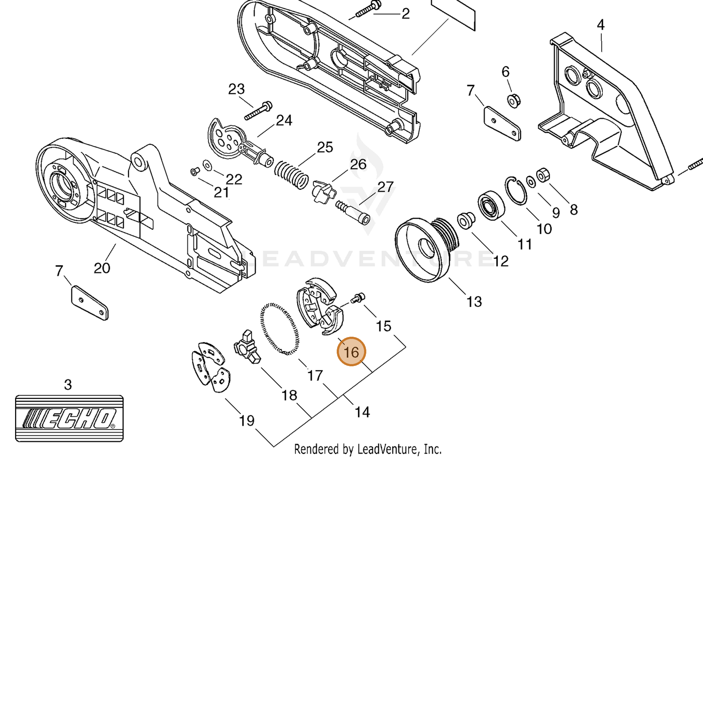 ECHO part 17500232431 — IPL diagram snippet (6x zoom, amber highlight)