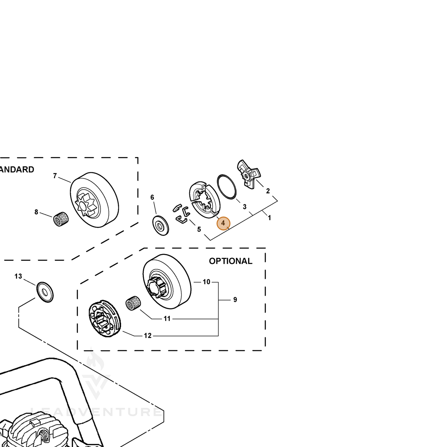 ECHO part 17500259531 — IPL diagram snippet (6x zoom, amber highlight)