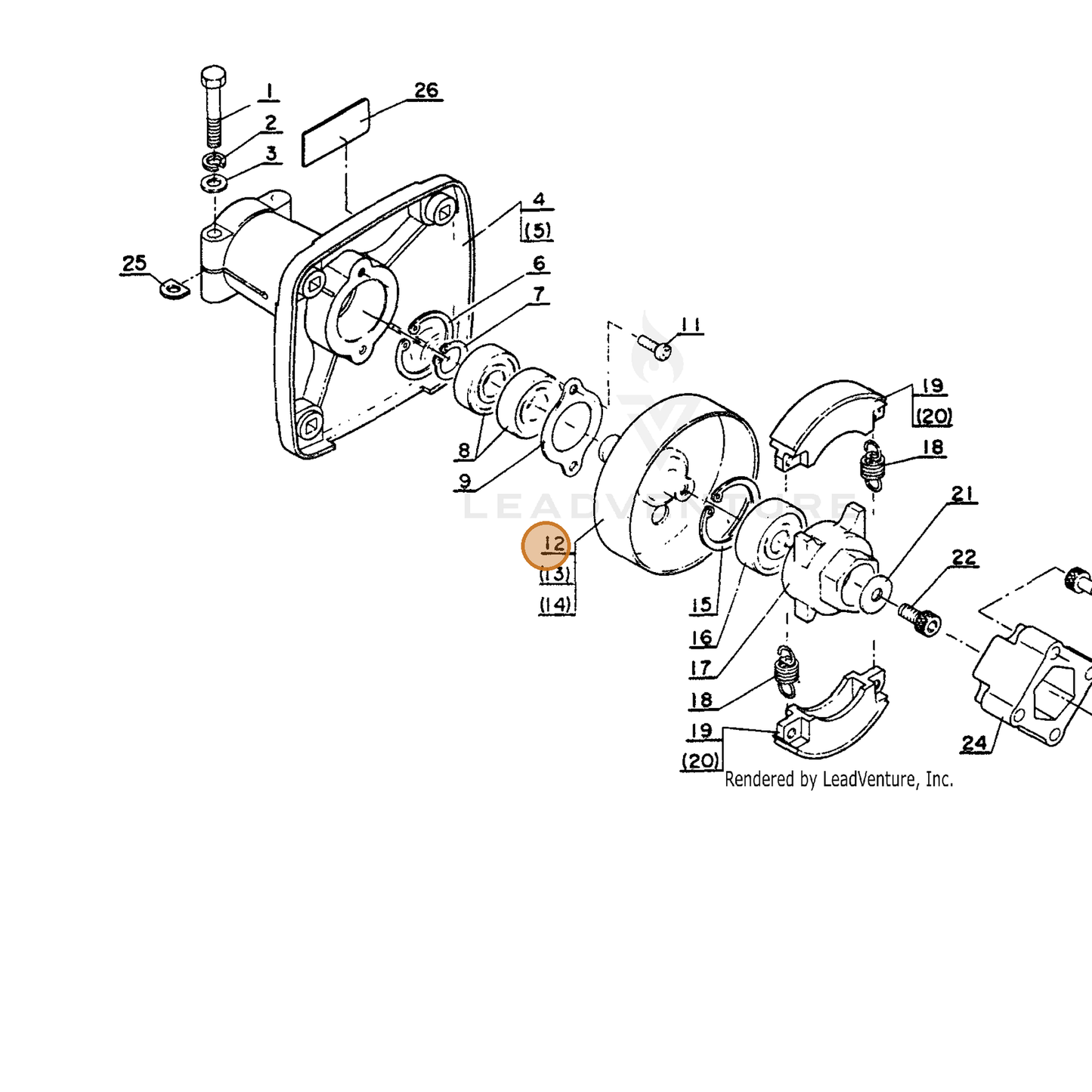 ECHO part 17500504130 — IPL diagram snippet (6x zoom, amber highlight)
