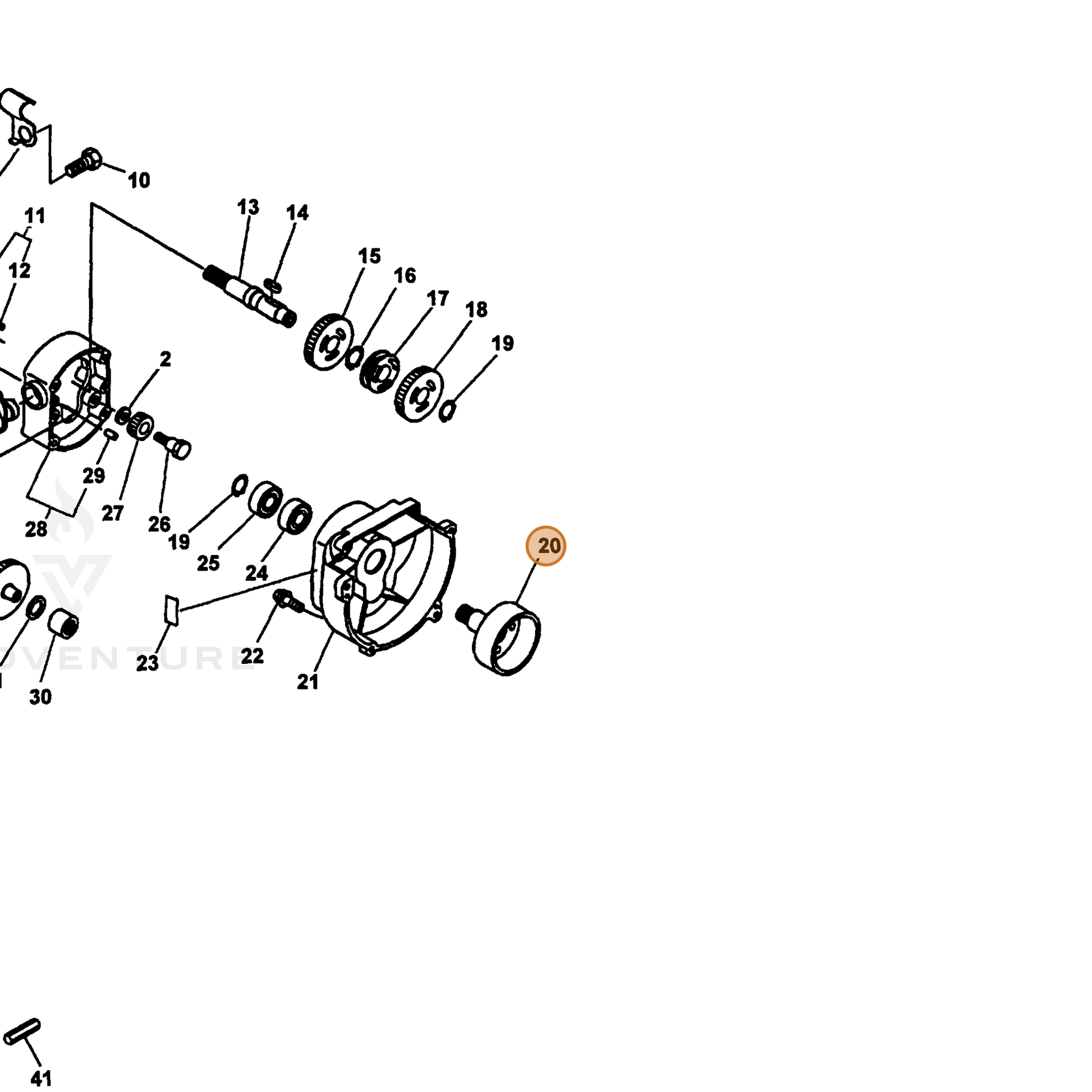 ECHO part 17500505560 — IPL diagram snippet (6x zoom, amber highlight)