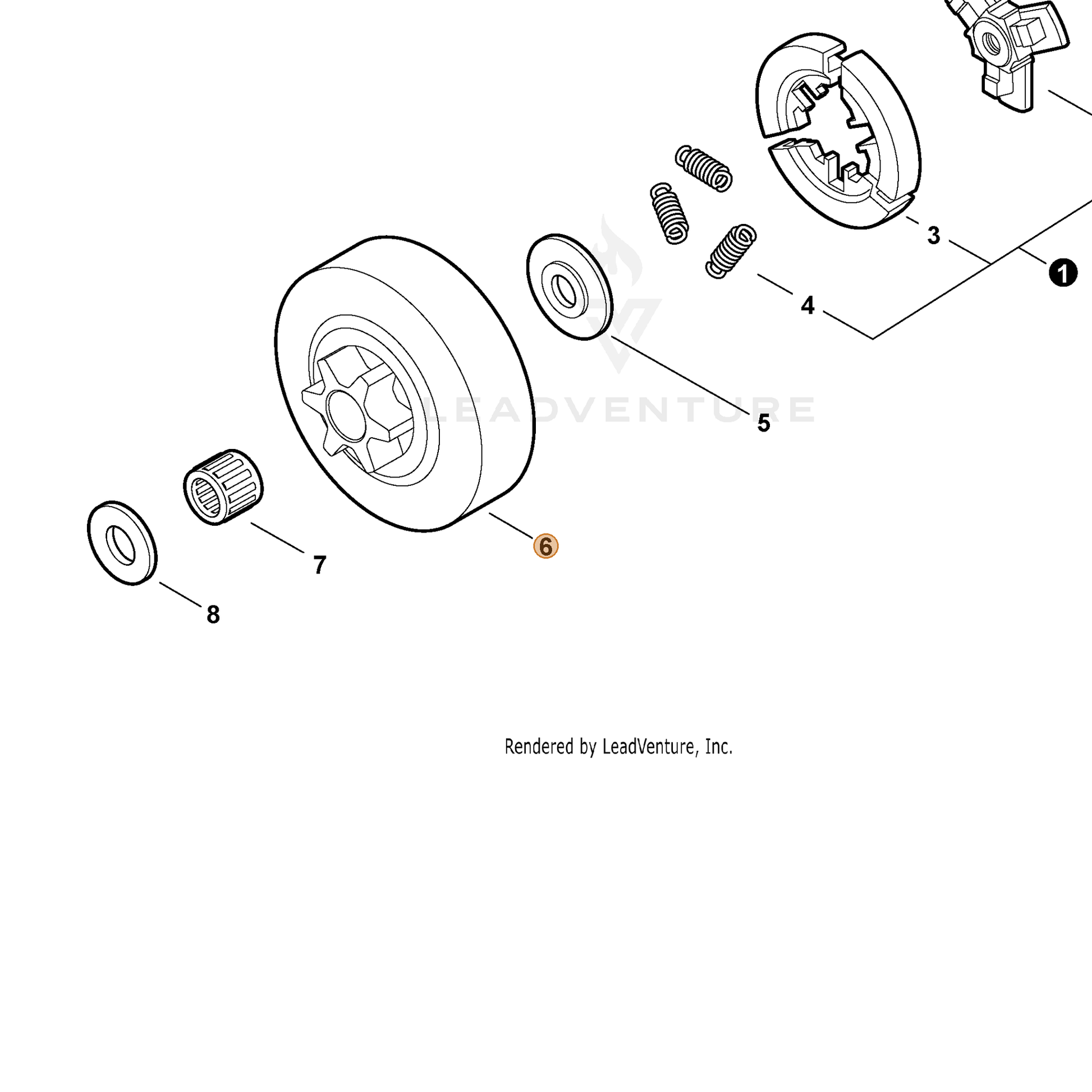 ECHO part 17500539134 — IPL diagram snippet (6x zoom, amber highlight)