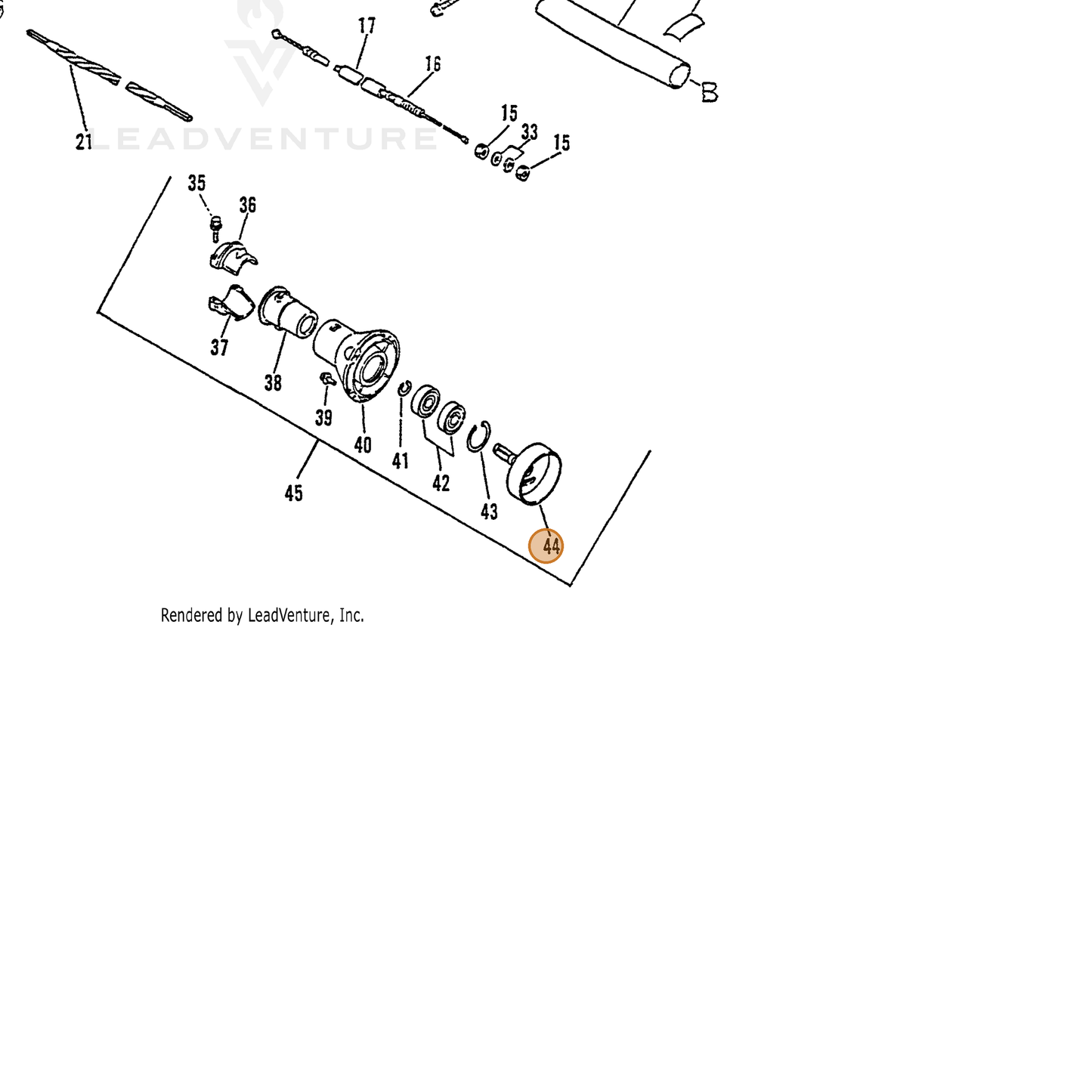 ECHO part 17500540430 — IPL diagram snippet (6x zoom, amber highlight)