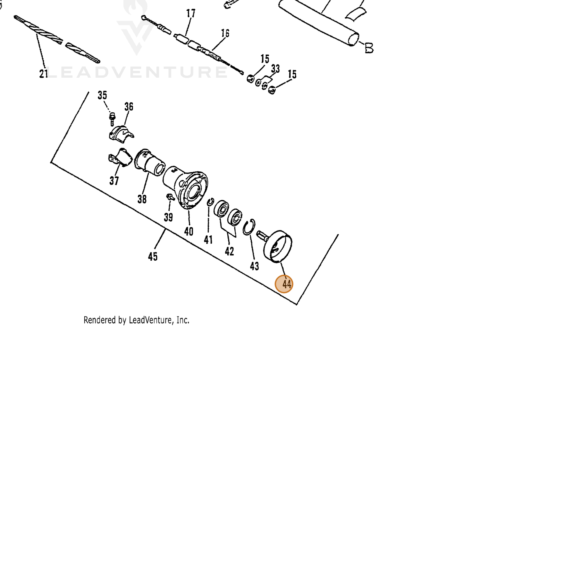 ECHO part 17500540430 — IPL diagram snippet (6x zoom, amber highlight)