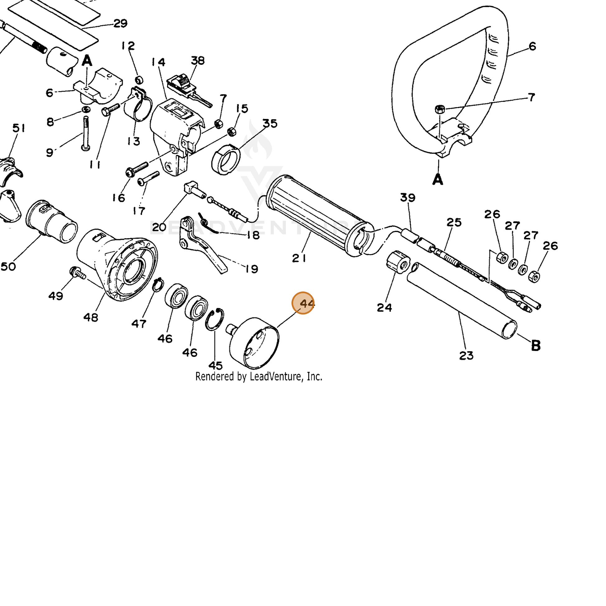 ECHO part 17500540830 — IPL diagram snippet (6x zoom, amber highlight)