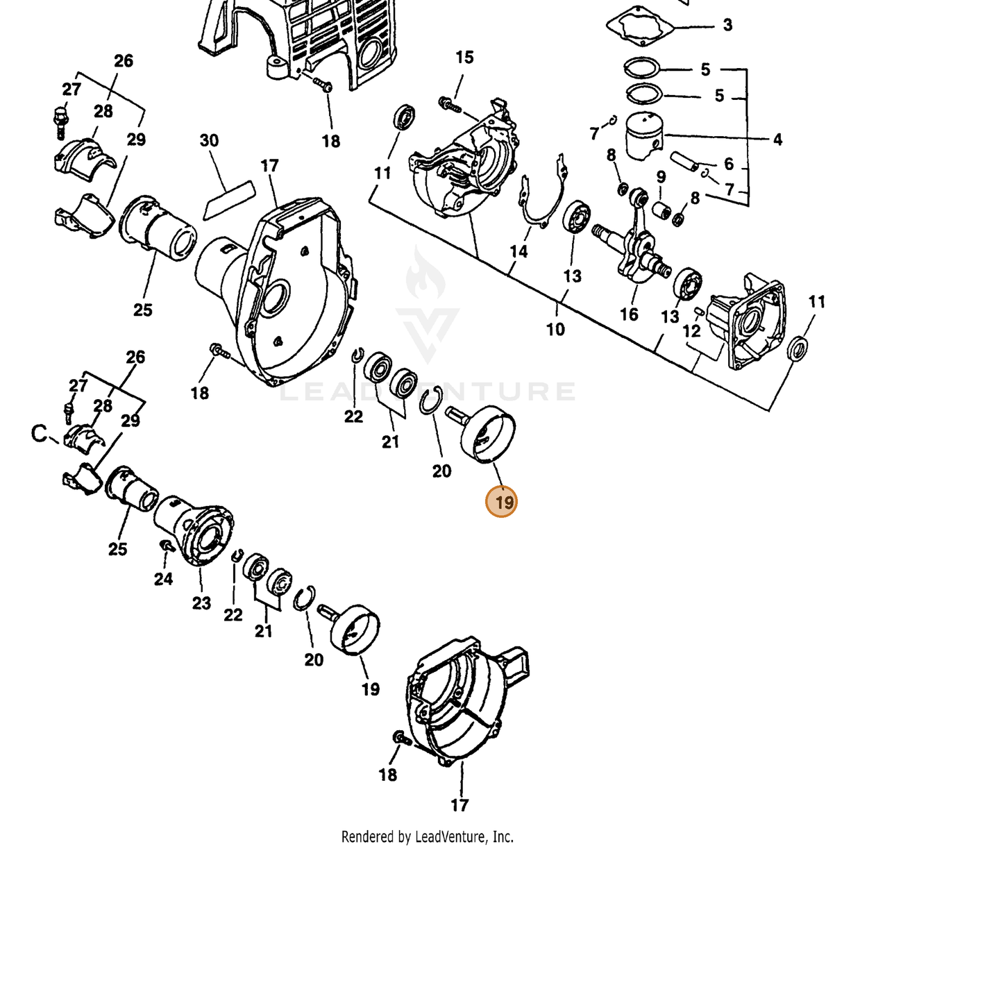 ECHO part 17500544730 — IPL diagram snippet (6x zoom, amber highlight)