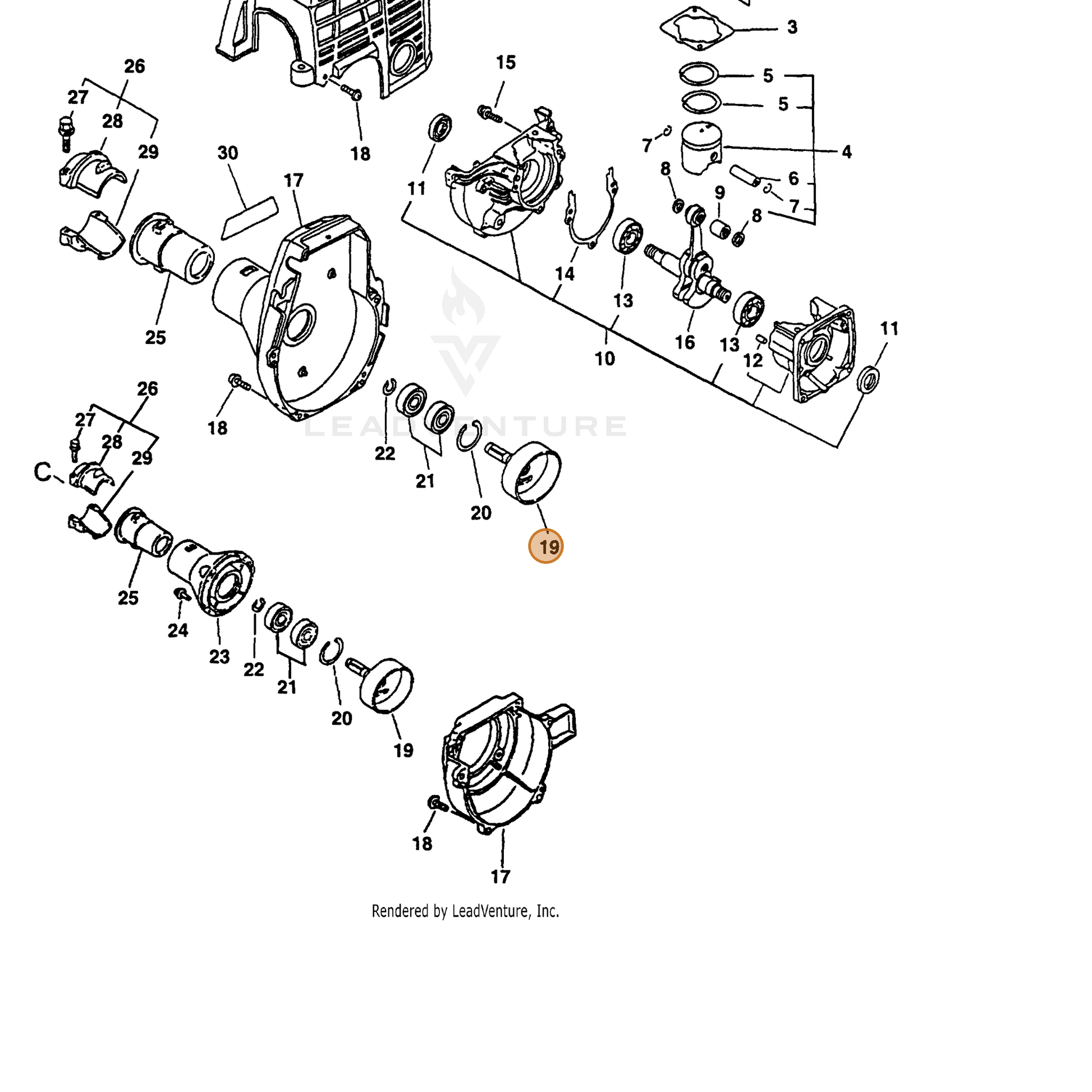 ECHO part 17500544730 — IPL diagram snippet (6x zoom, amber highlight)