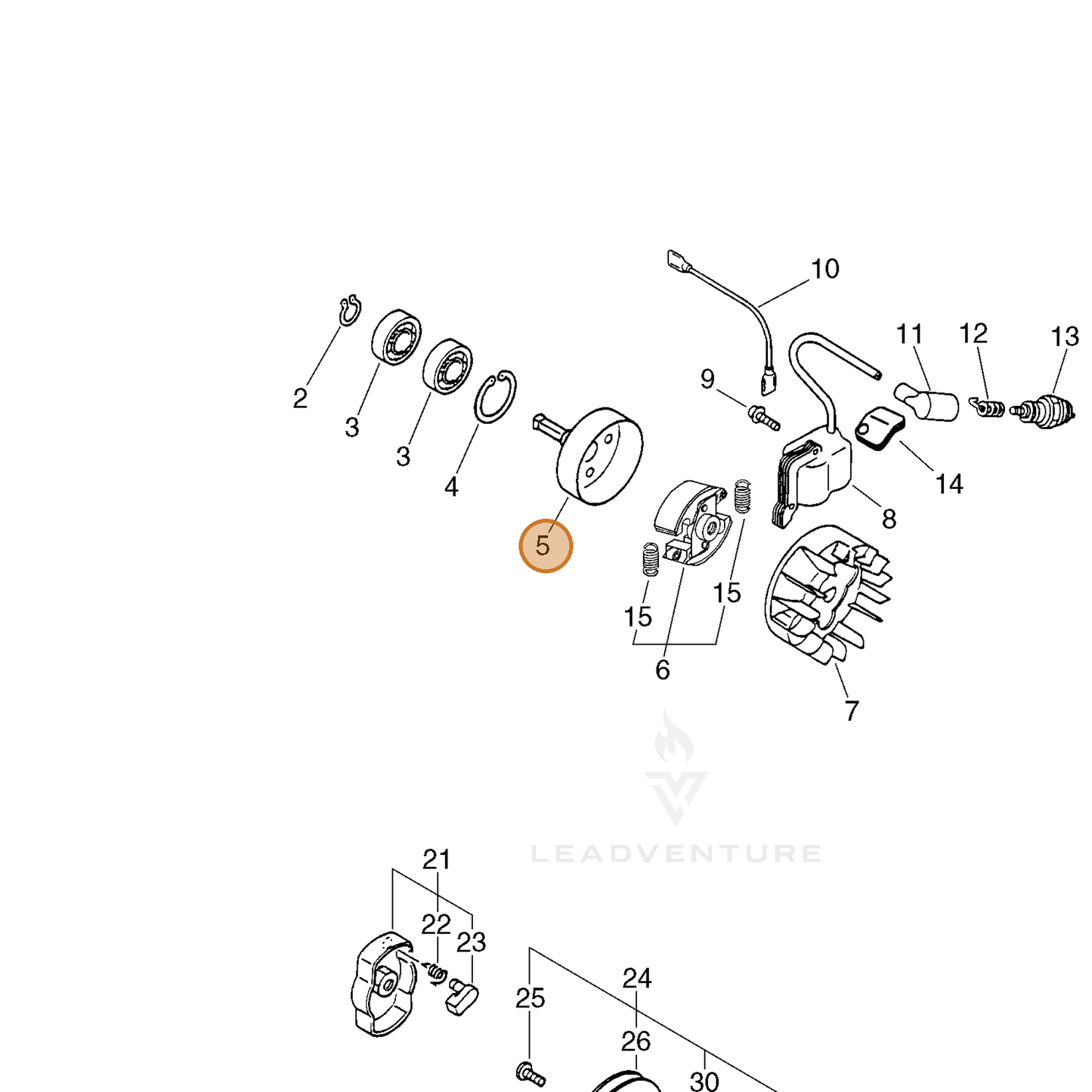 ECHO part 17500547630 — IPL diagram snippet (6x zoom, amber highlight)