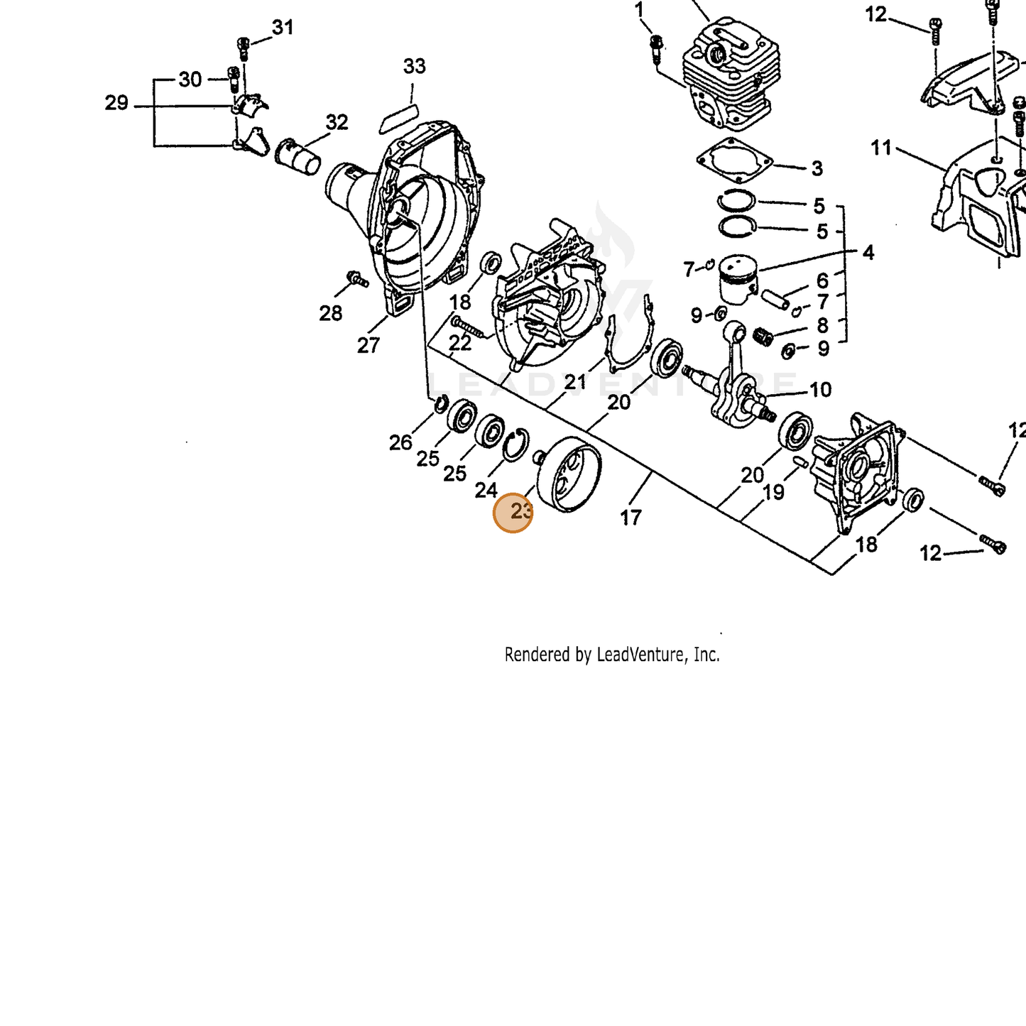 ECHO part 17500549930 — IPL diagram snippet (6x zoom, amber highlight)