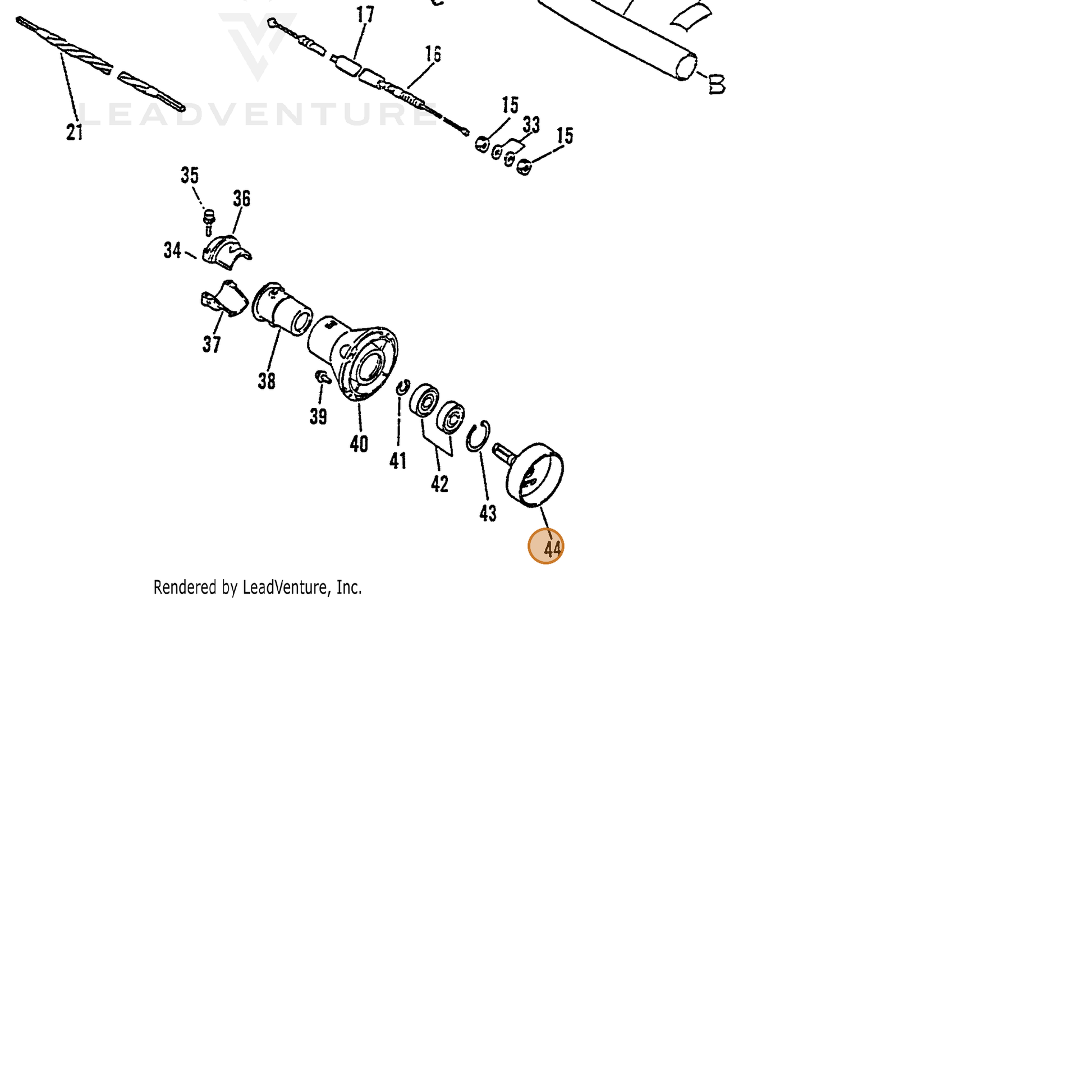 ECHO part 17500551730 — IPL diagram snippet (6x zoom, amber highlight)