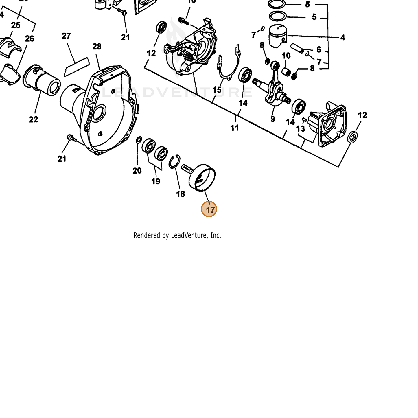 ECHO part 17500552130 — IPL diagram snippet (6x zoom, amber highlight)