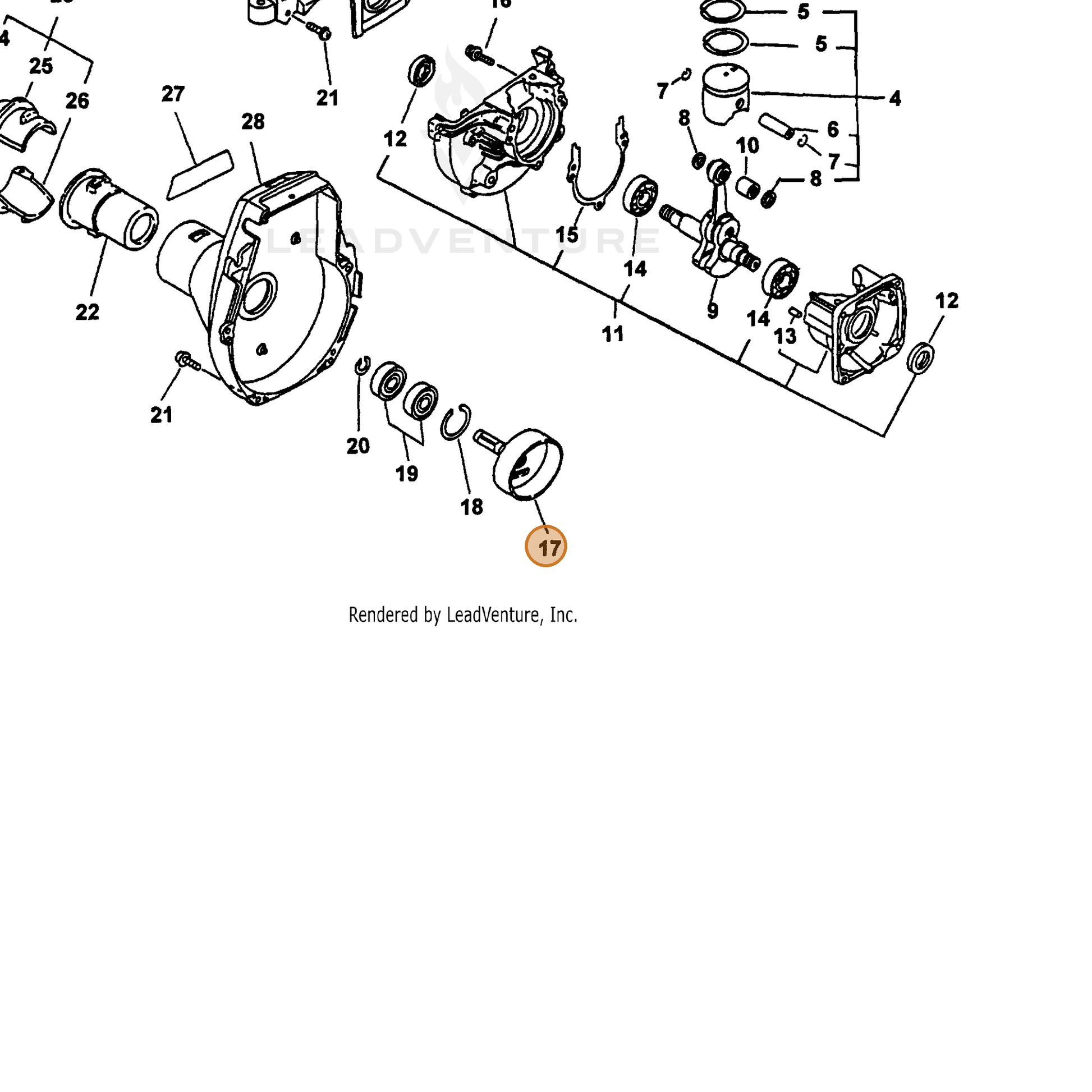 ECHO part 17500552130 — IPL diagram snippet (6x zoom, amber highlight)
