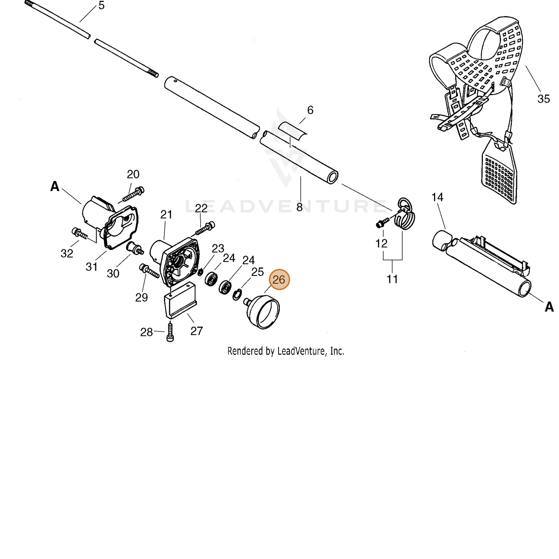 ECHO part 17500554430 — IPL diagram snippet (6x zoom, amber highlight)