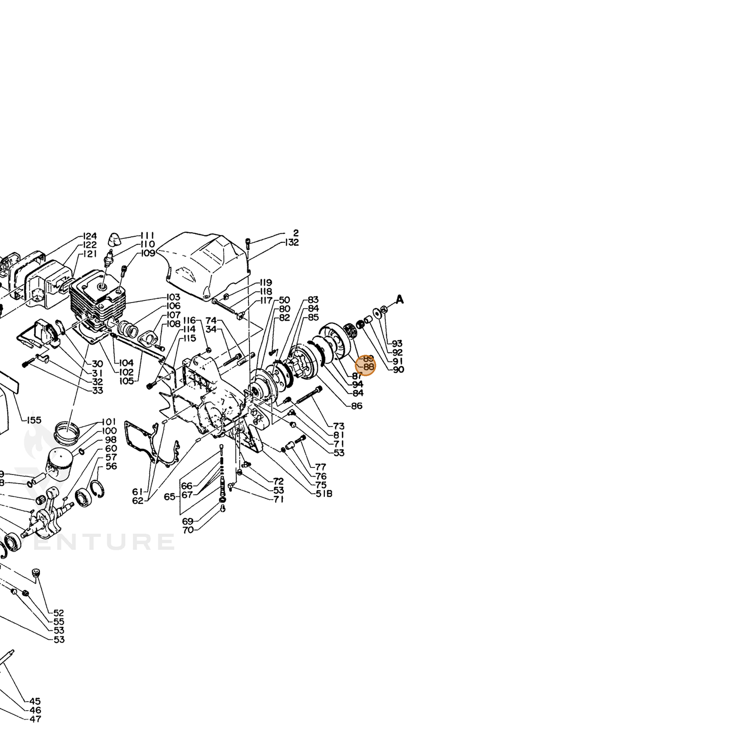 ECHO part 17500614730 — IPL diagram snippet (6x zoom, amber highlight)
