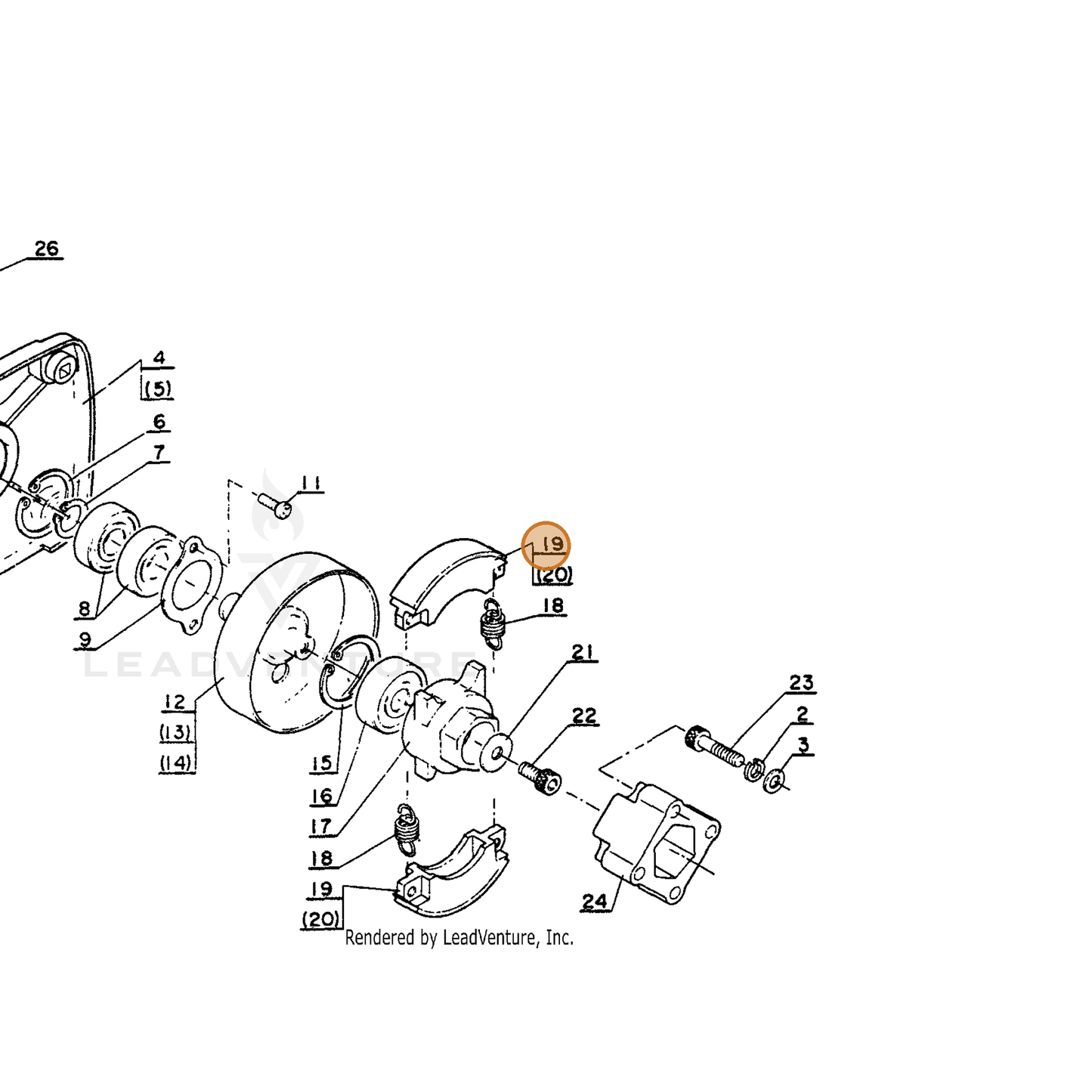 ECHO part 17500904131 — IPL diagram snippet (6x zoom, amber highlight)