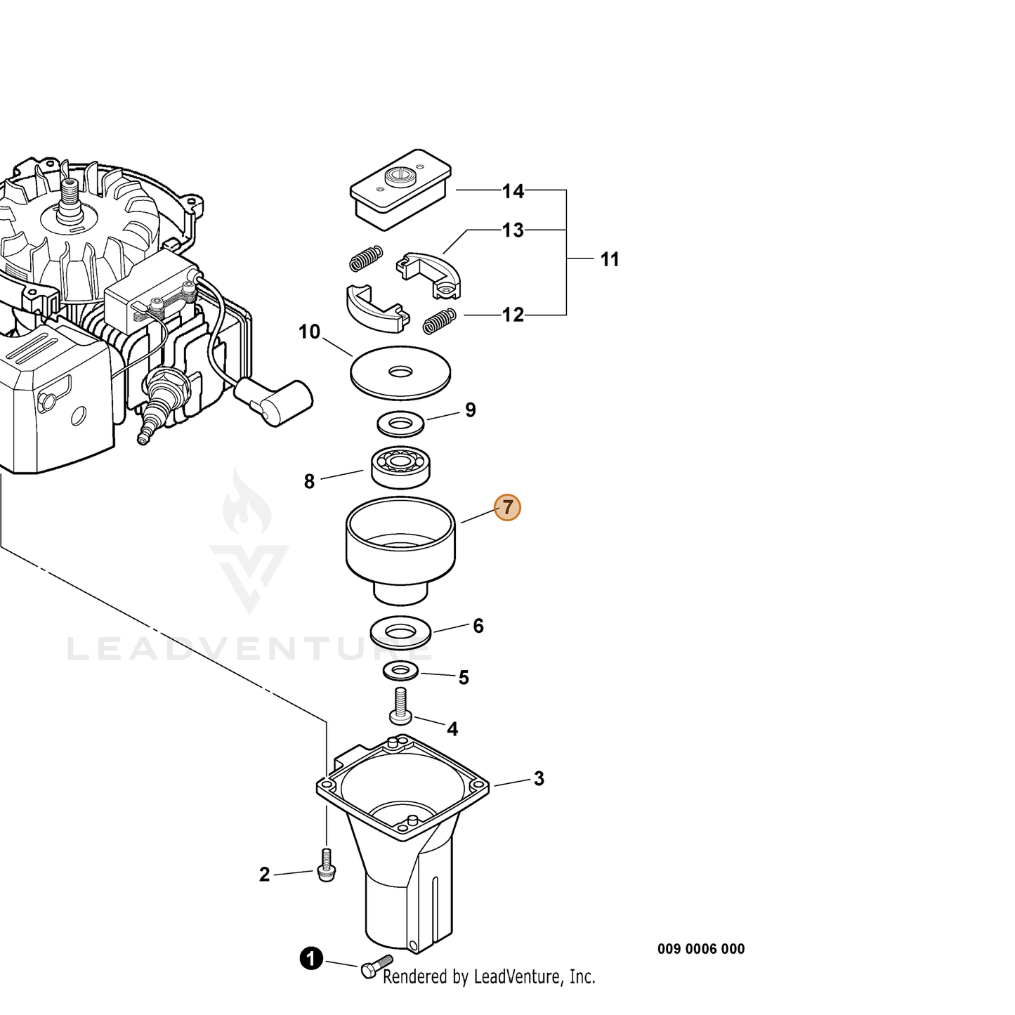 ECHO part 17501004635 — IPL diagram snippet (6x zoom, amber highlight)
