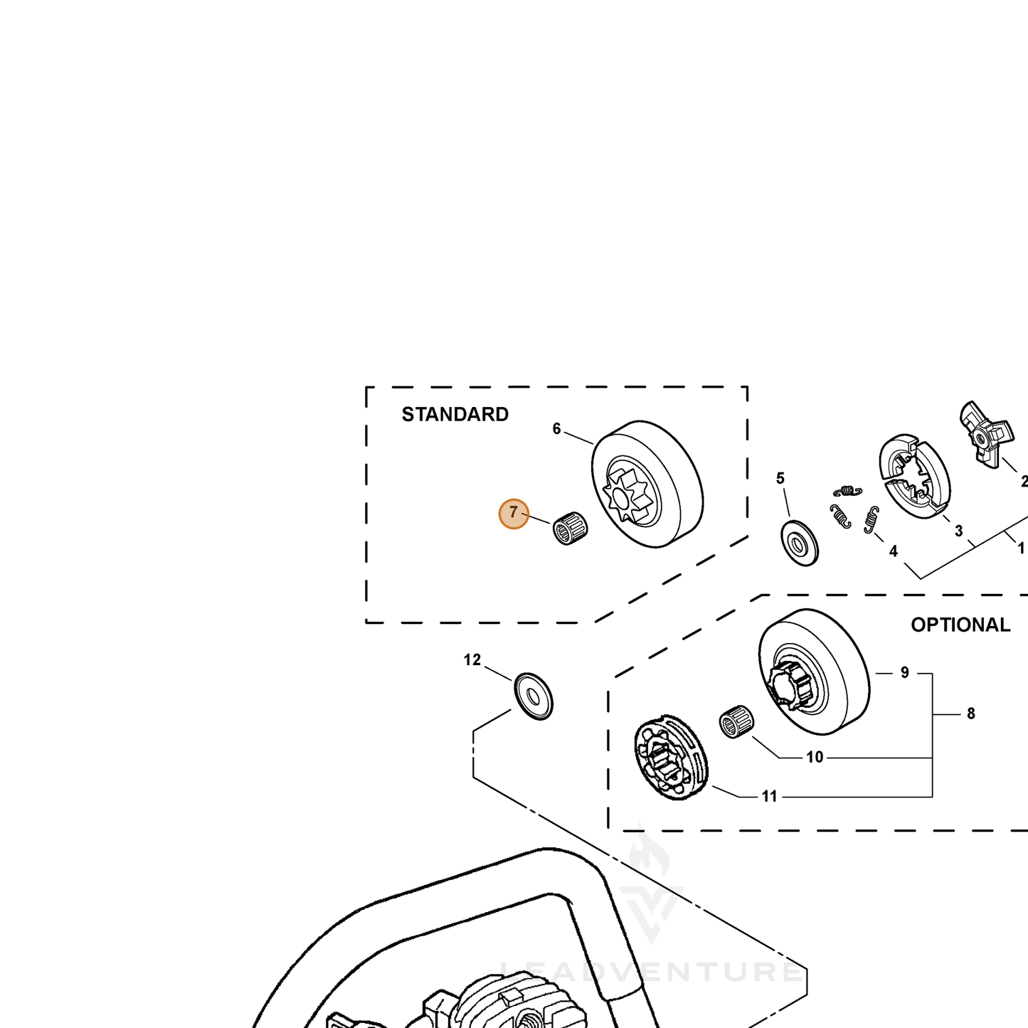 ECHO part 17501200831 — IPL diagram snippet (6x zoom, amber highlight)