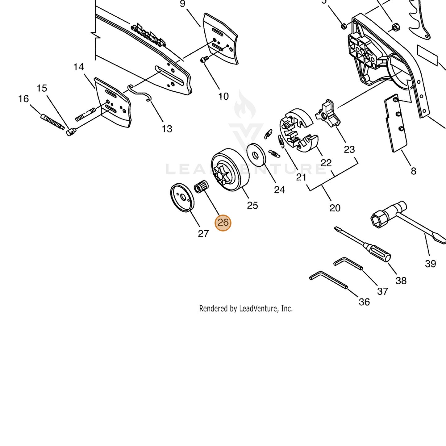 ECHO part 17501260730 — IPL diagram snippet (6x zoom, amber highlight)