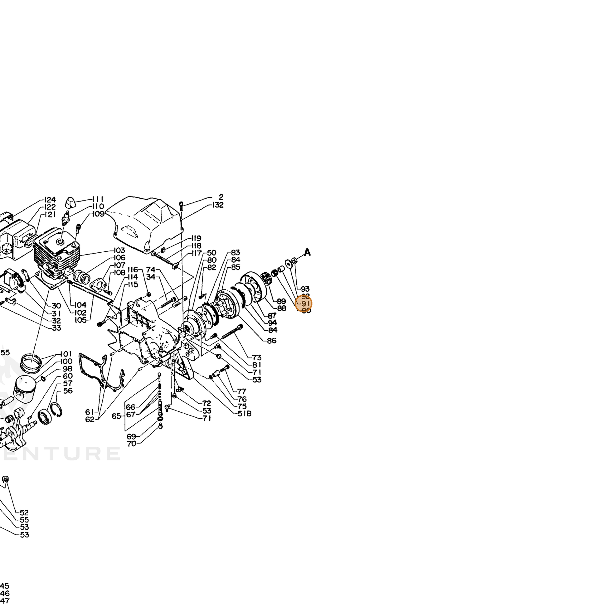 ECHO part 17501300230 — IPL diagram snippet (6x zoom, amber highlight)