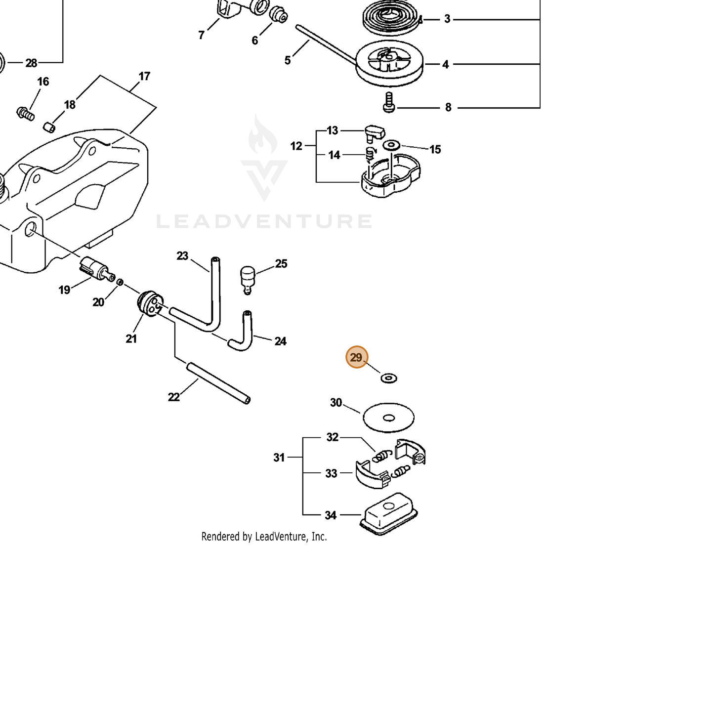 ECHO part 17501405360 — IPL diagram snippet (6x zoom, amber highlight)