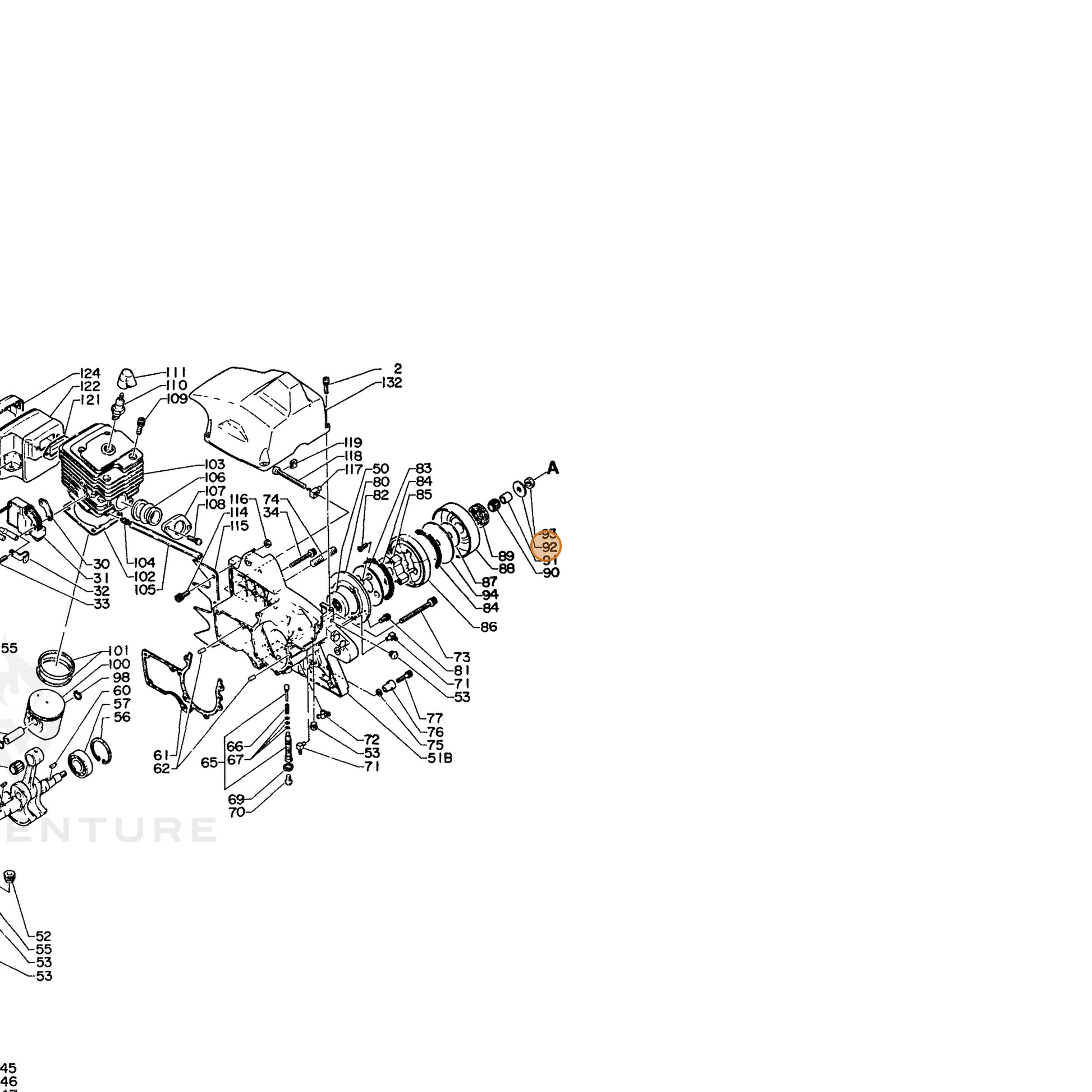 ECHO part 17501410630 — IPL diagram snippet (6x zoom, amber highlight)