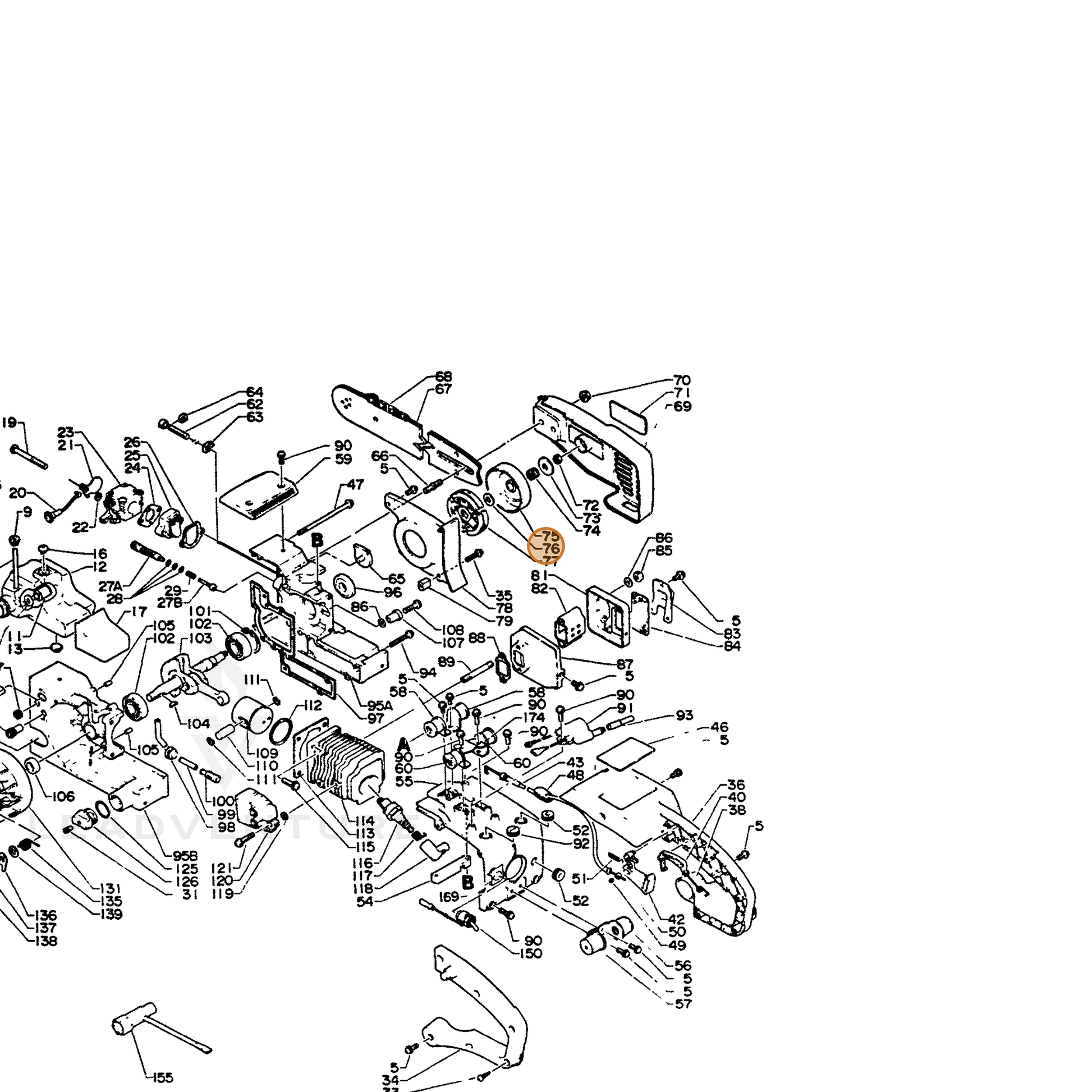 ECHO part 17501411231 — IPL diagram snippet (6x zoom, amber highlight)