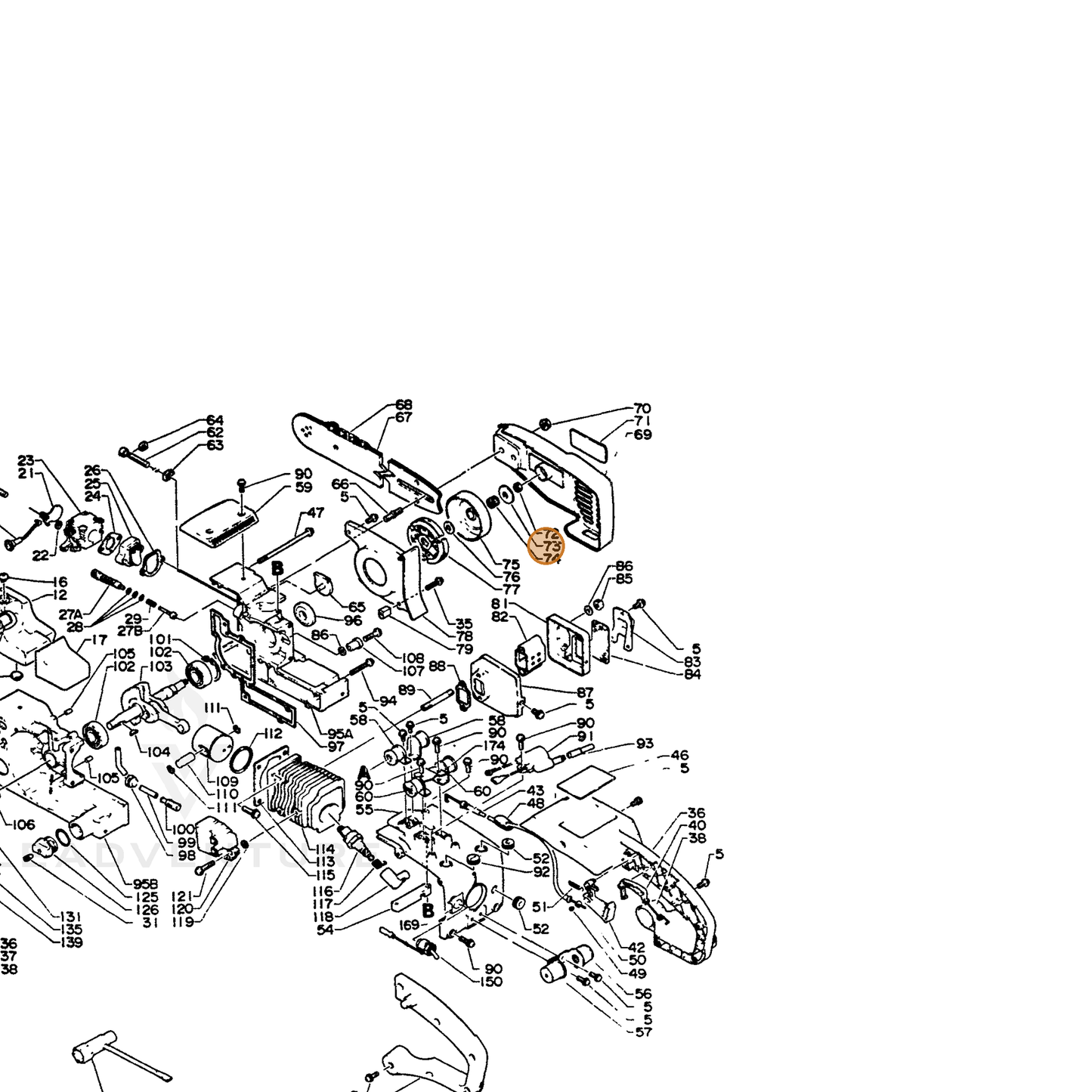 ECHO part 17501513931 — IPL diagram snippet (6x zoom, amber highlight)