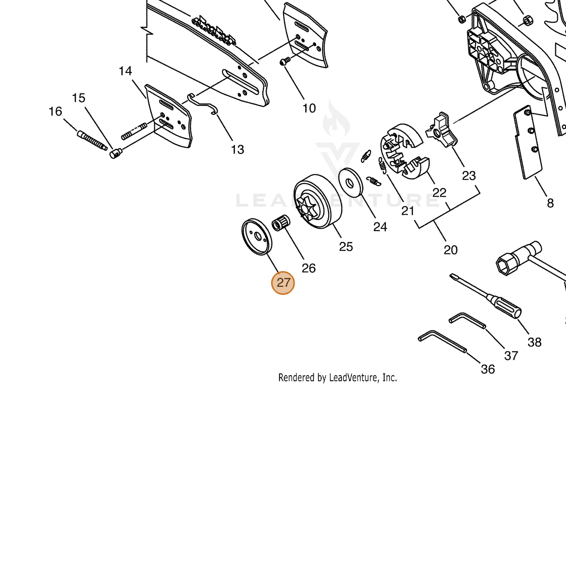 ECHO part 17501560730 — IPL diagram snippet (6x zoom, amber highlight)