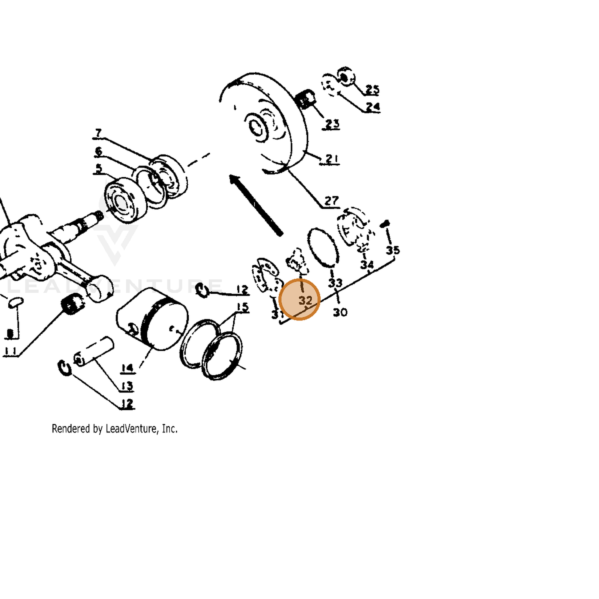 ECHO part 17501603931 — IPL diagram snippet (6x zoom, amber highlight)