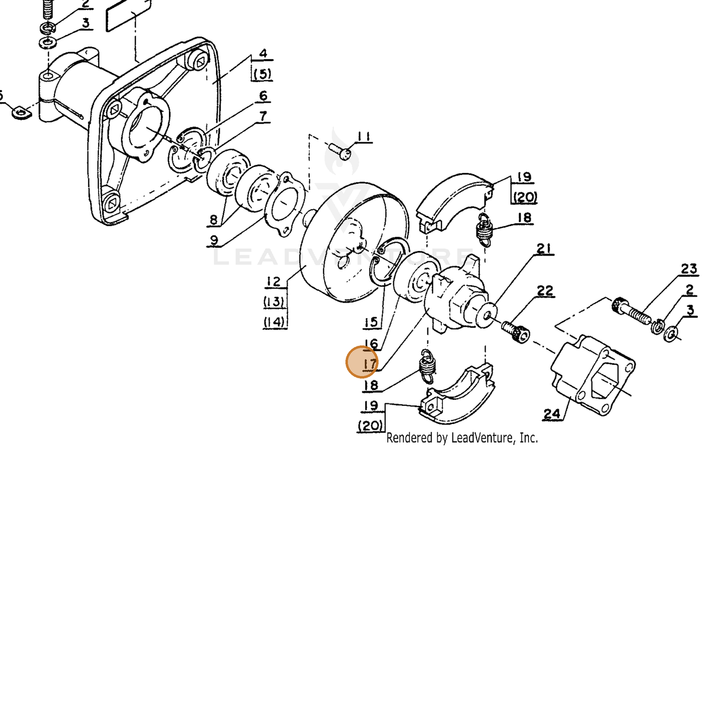 ECHO part 17501604130 — IPL diagram snippet (6x zoom, amber highlight)