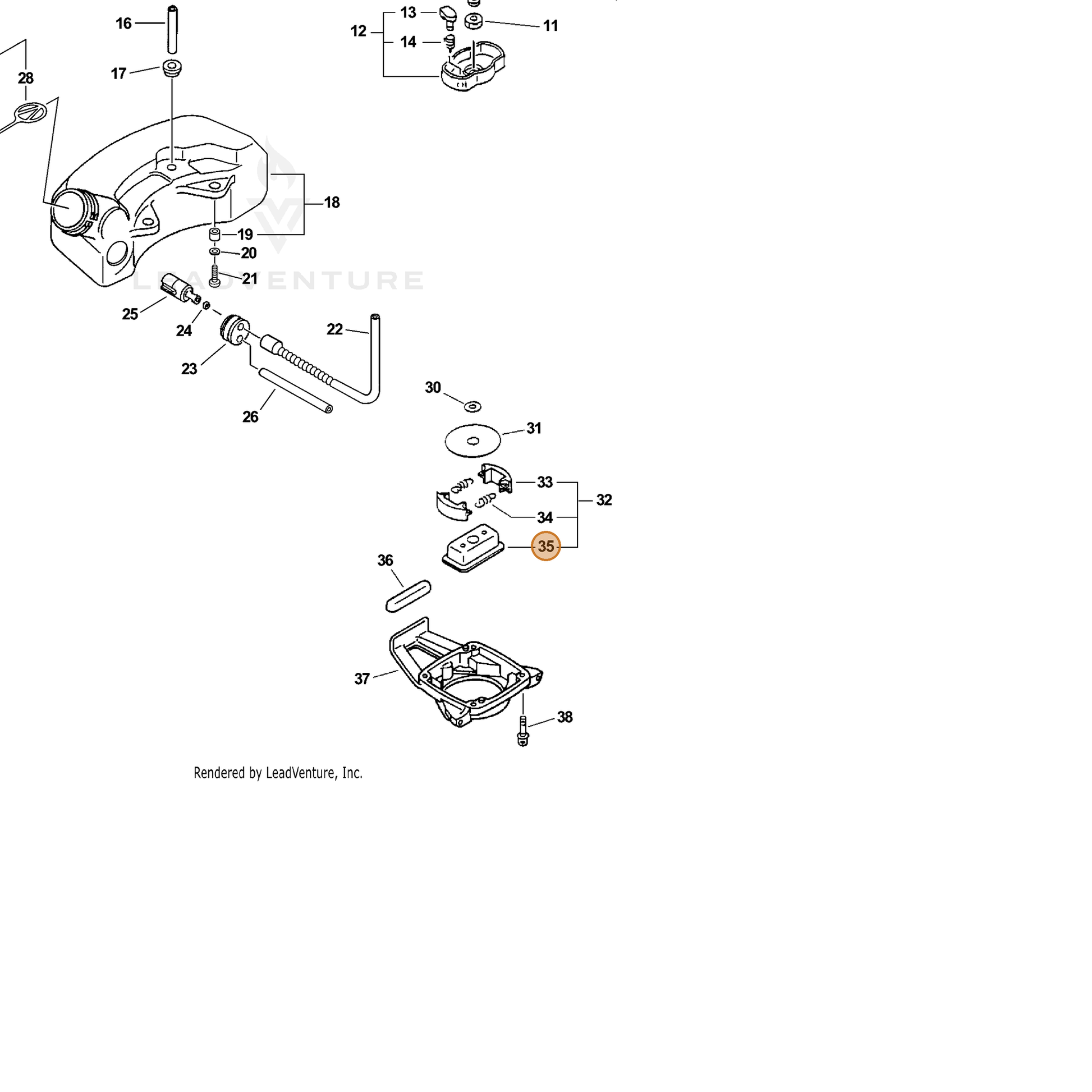 ECHO part 17501607330 — IPL diagram snippet (6x zoom, amber highlight)