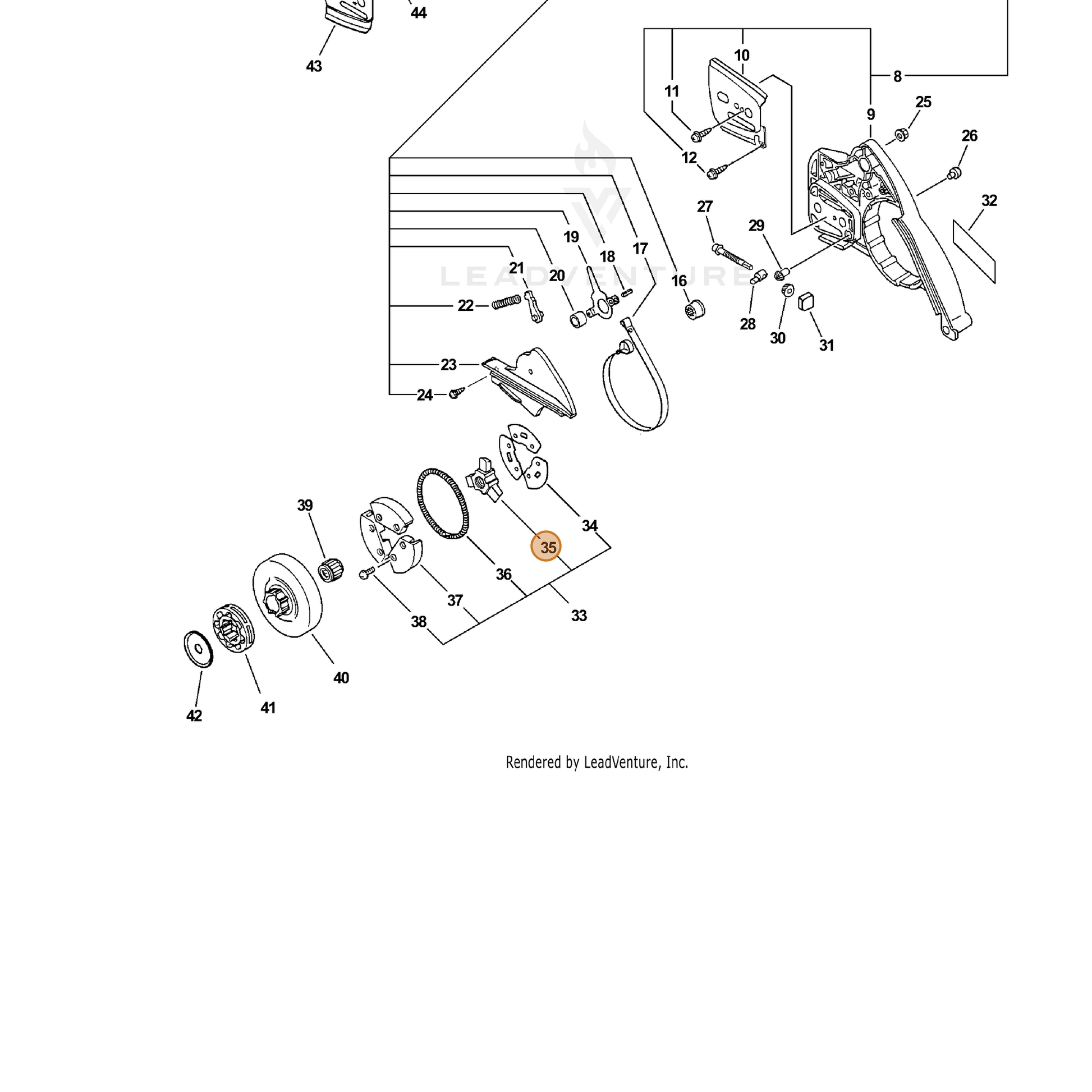 ECHO part 17501619830 — IPL diagram snippet (6x zoom, amber highlight)