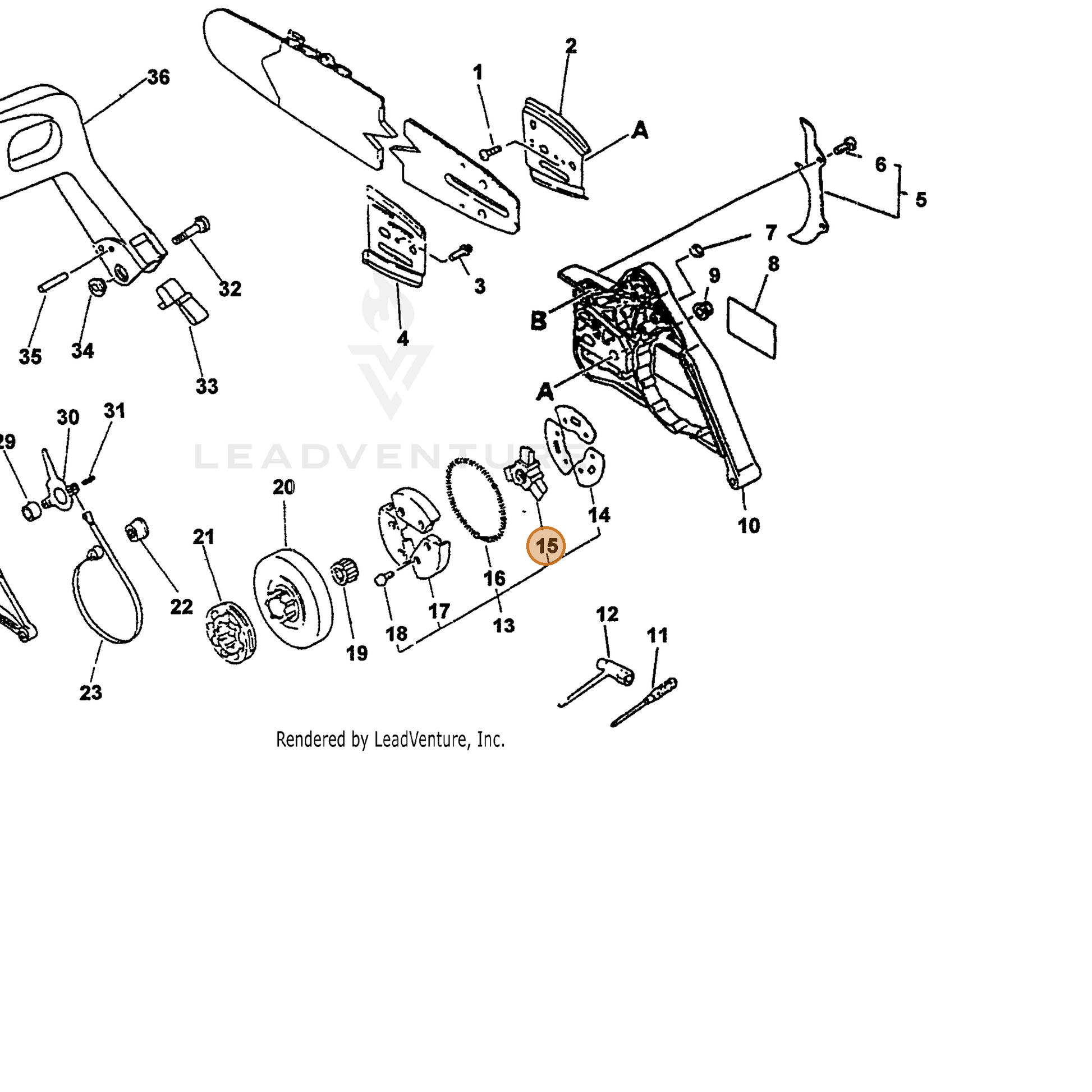ECHO part 17501632430 — IPL diagram snippet (6x zoom, amber highlight)