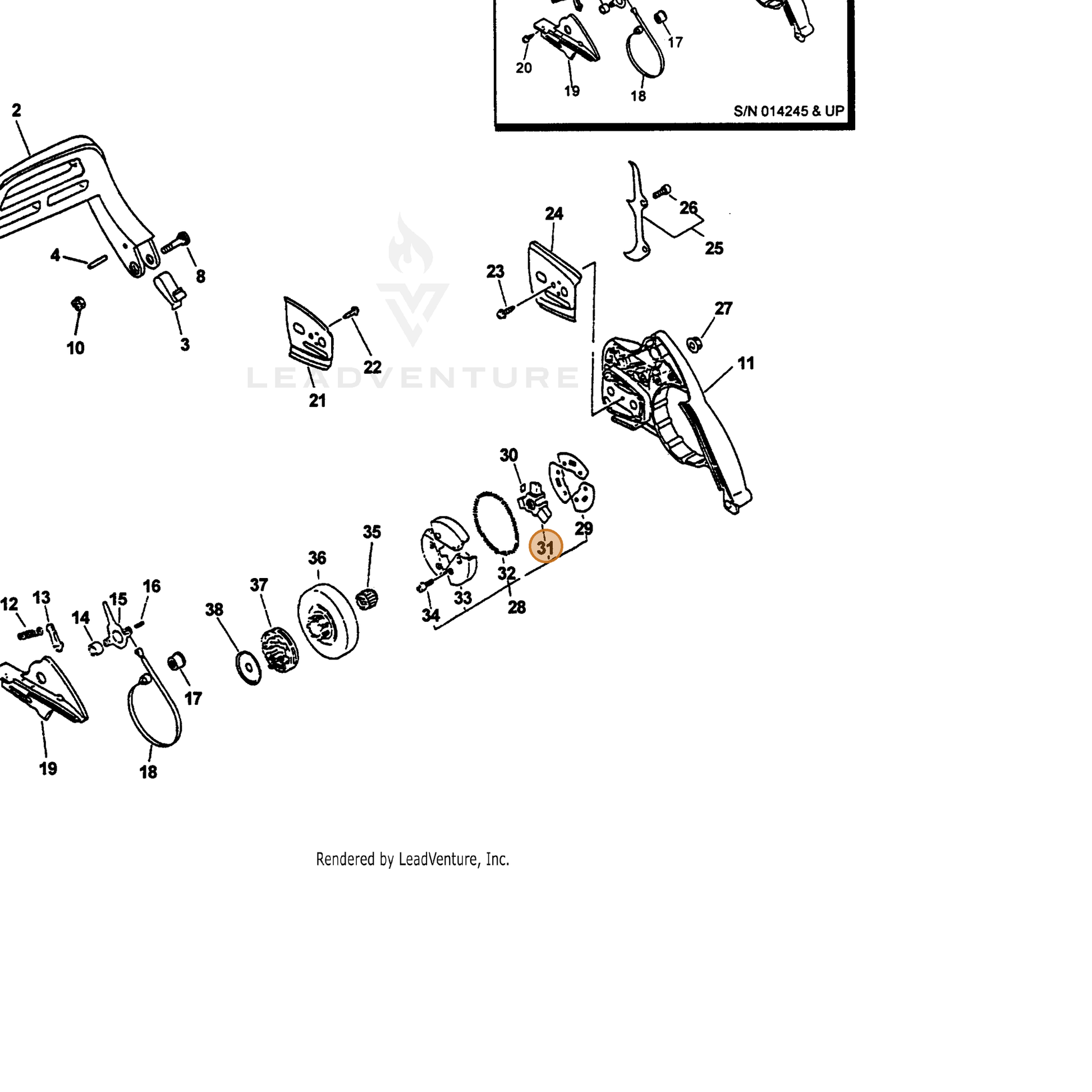 ECHO part 17501635430 — IPL diagram snippet (6x zoom, amber highlight)