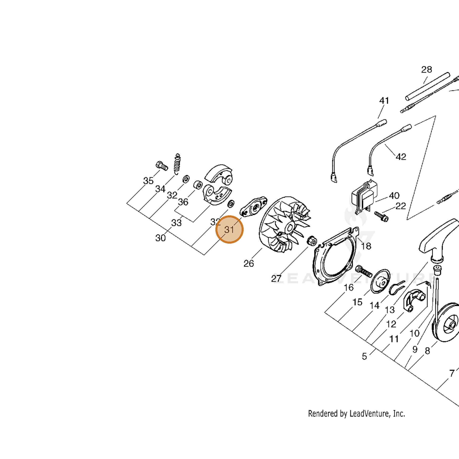 ECHO part 17501654430 — IPL diagram snippet (6x zoom, amber highlight)