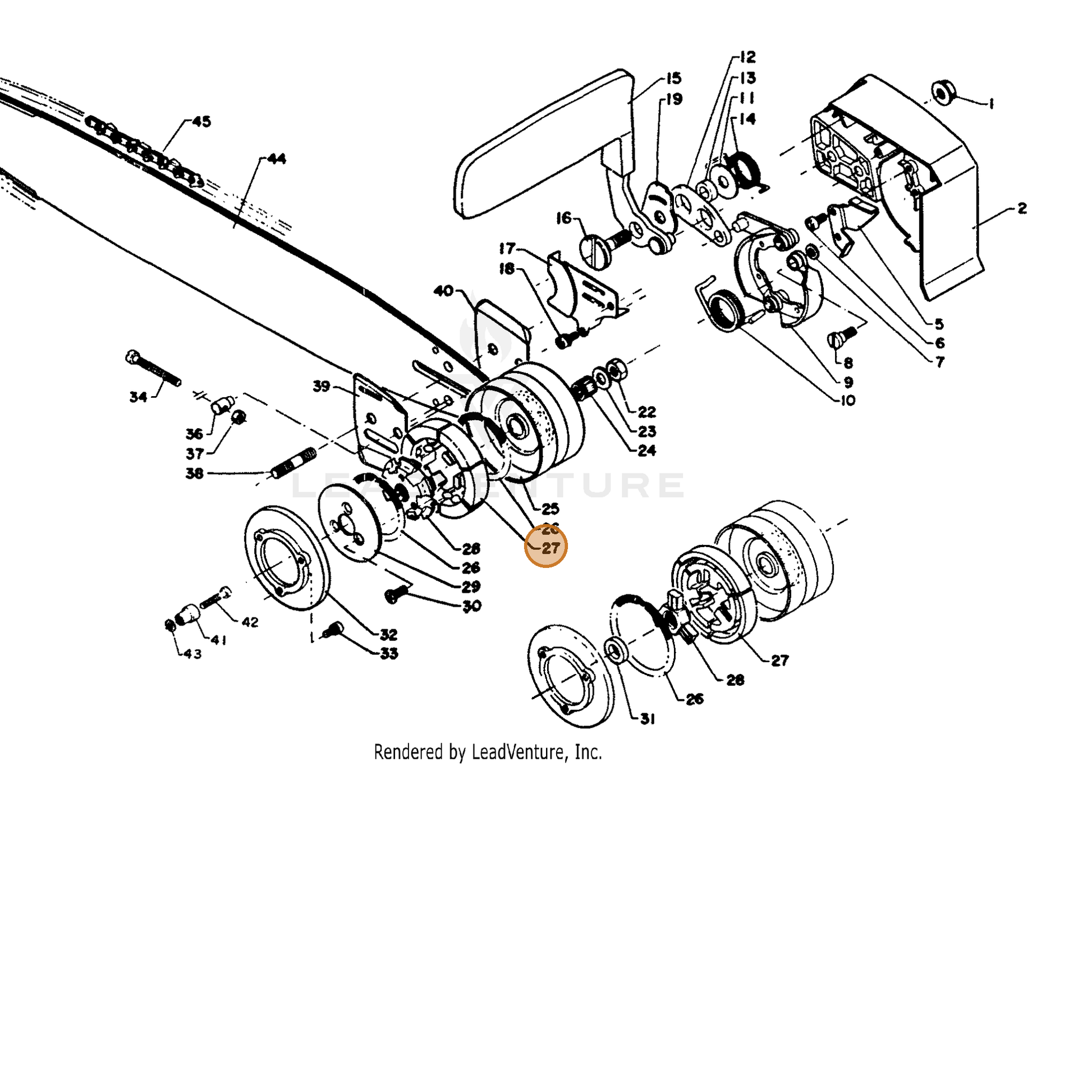 ECHO part 17501700430 — IPL diagram snippet (6x zoom, amber highlight)