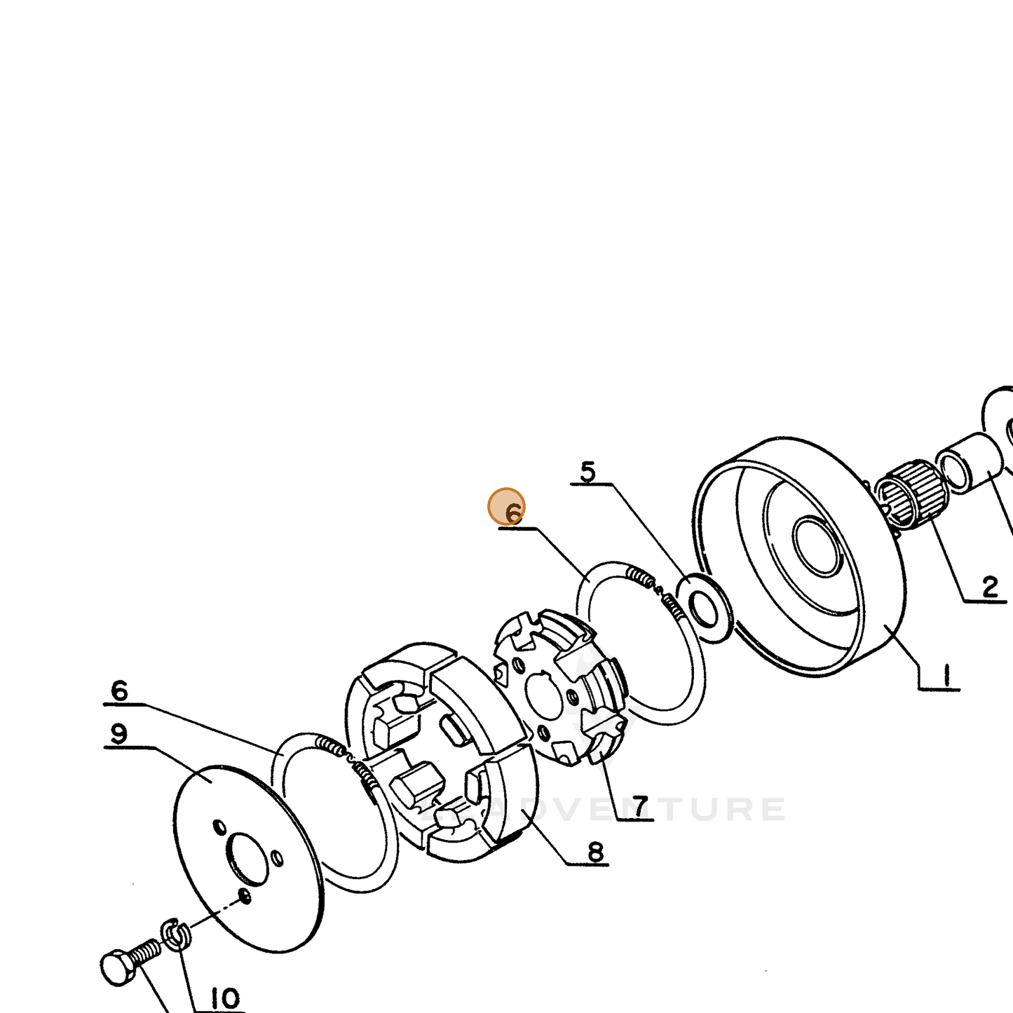 ECHO part 17501800230 — IPL diagram snippet (6x zoom, amber highlight)