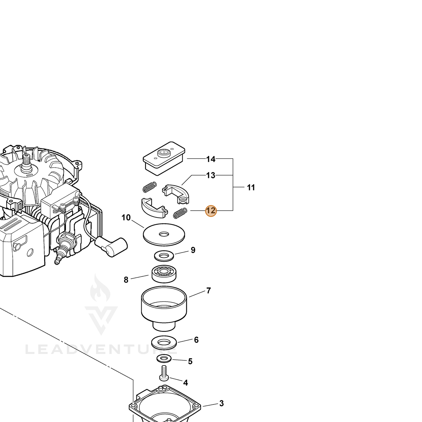 ECHO part 17501805130 — IPL diagram snippet (6x zoom, amber highlight)