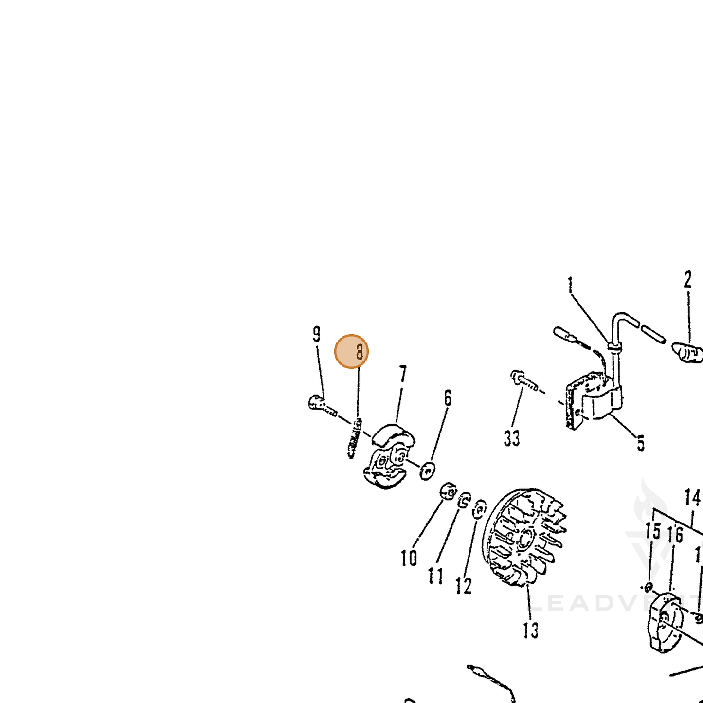 ECHO part 17501805535 — IPL diagram snippet (6x zoom, amber highlight)