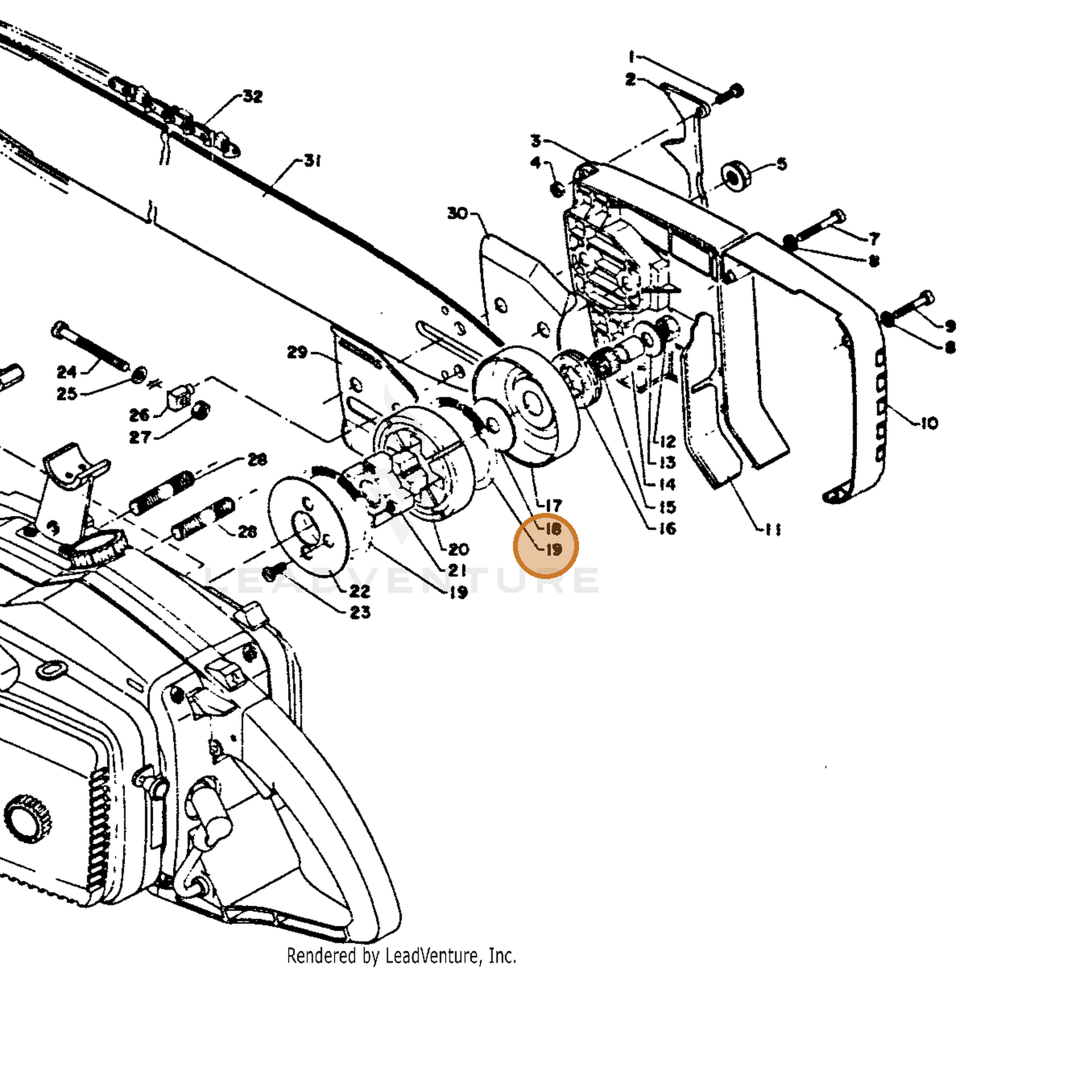 ECHO part 17501810631 — IPL diagram snippet (6x zoom, amber highlight)