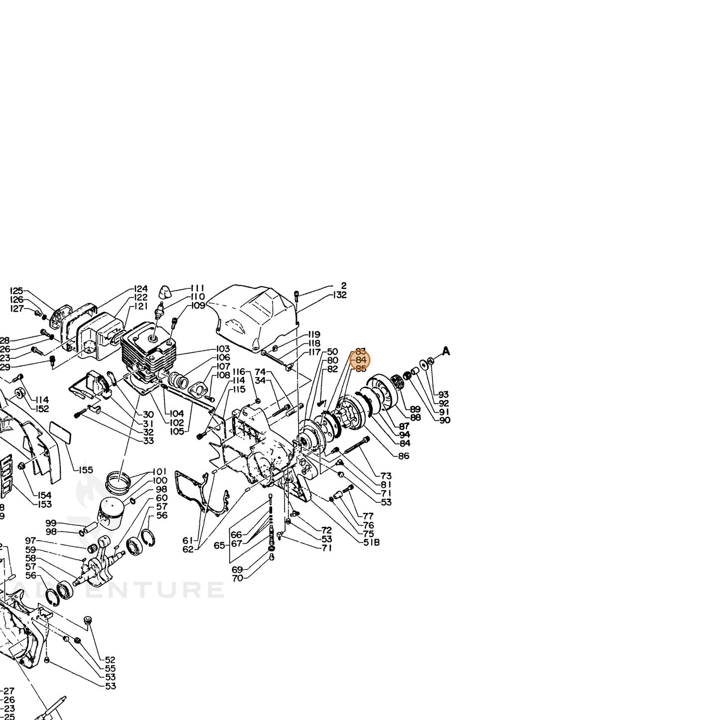 ECHO part 17501814730 — IPL diagram snippet (6x zoom, amber highlight)