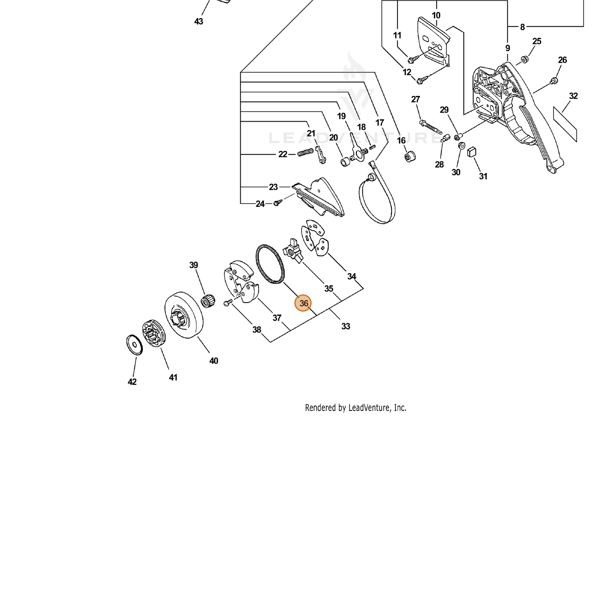 ECHO part 17501819830 — IPL diagram snippet (6x zoom, amber highlight)