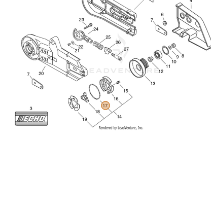 ECHO part 17501832430 — IPL diagram snippet (6x zoom, amber highlight)
