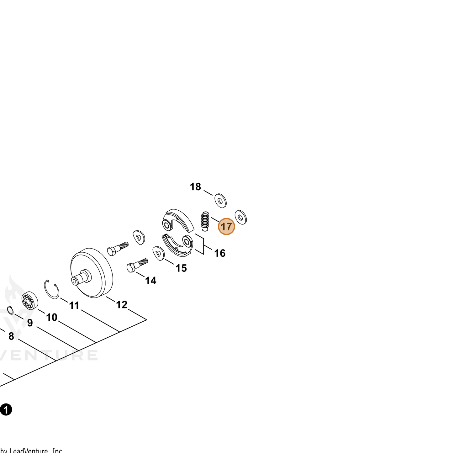 ECHO part 17501842230 — IPL diagram snippet (6x zoom, amber highlight)